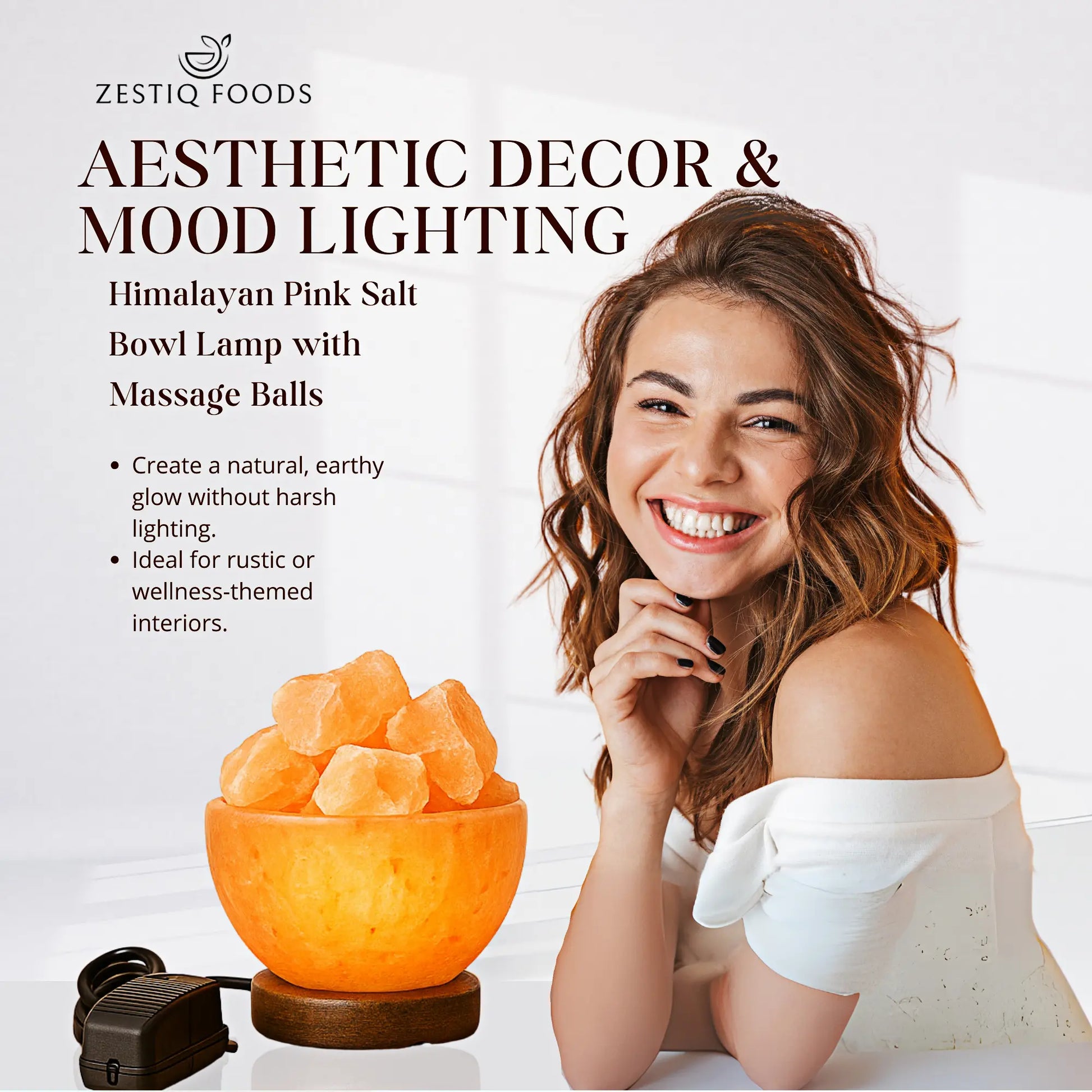 PINK SALT BOWL LAMP WITH MASSAGE BALLS