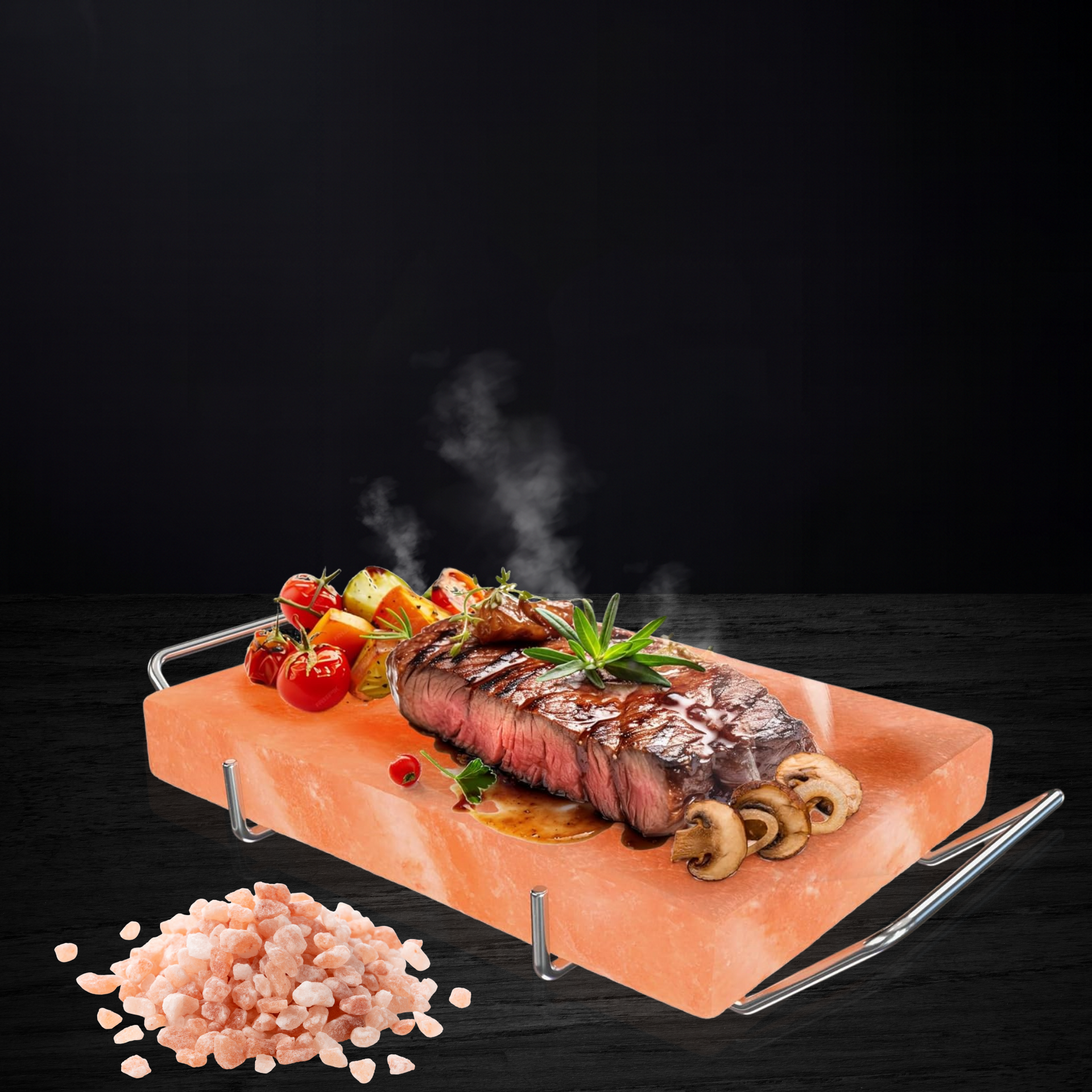 ZF HIMALAYAN PINK ROCK SALT COOKING BLOCK WITH METAL TRAY 12x8x1.5