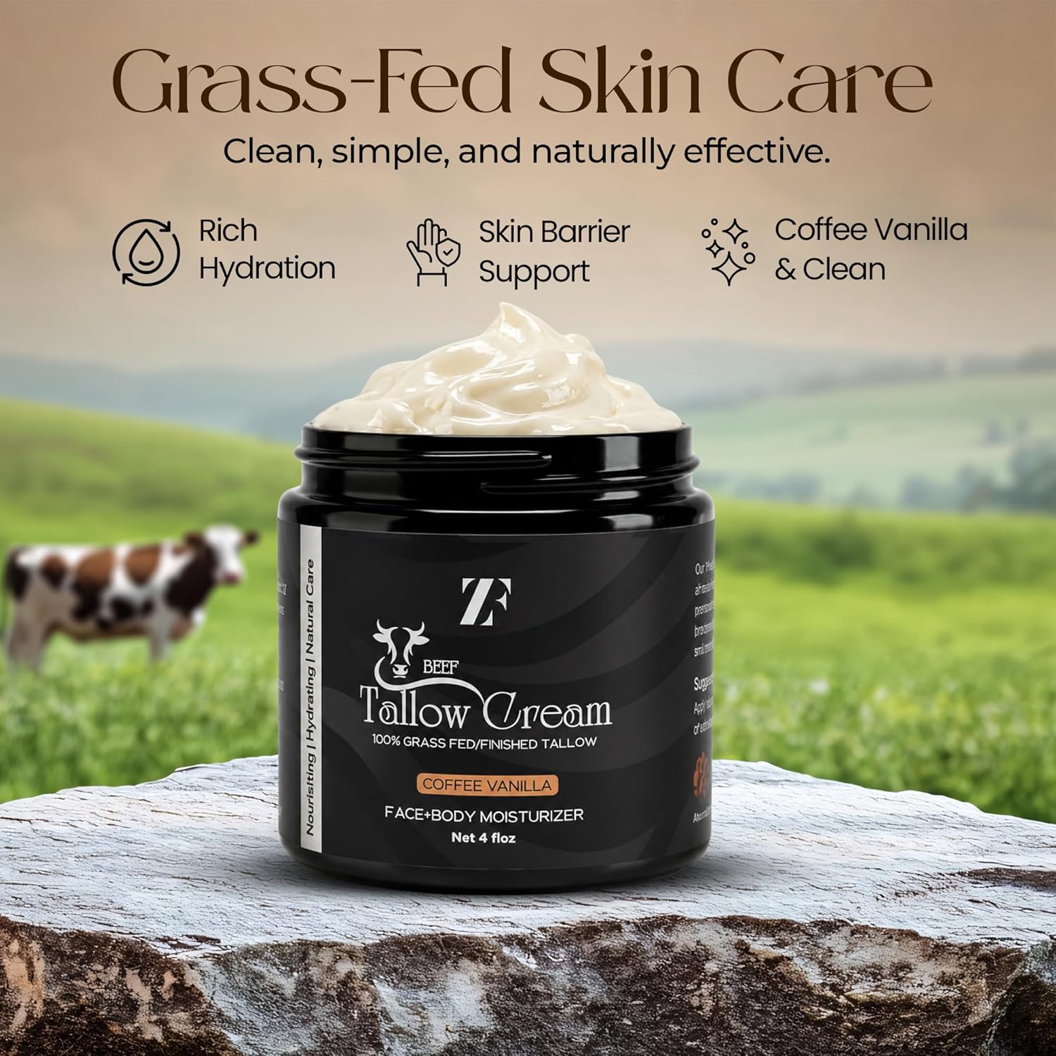 ZF GRASS-FEED BEEF TALLOW WHIPPED CREAM, 4 oz COFFEE VANILLA