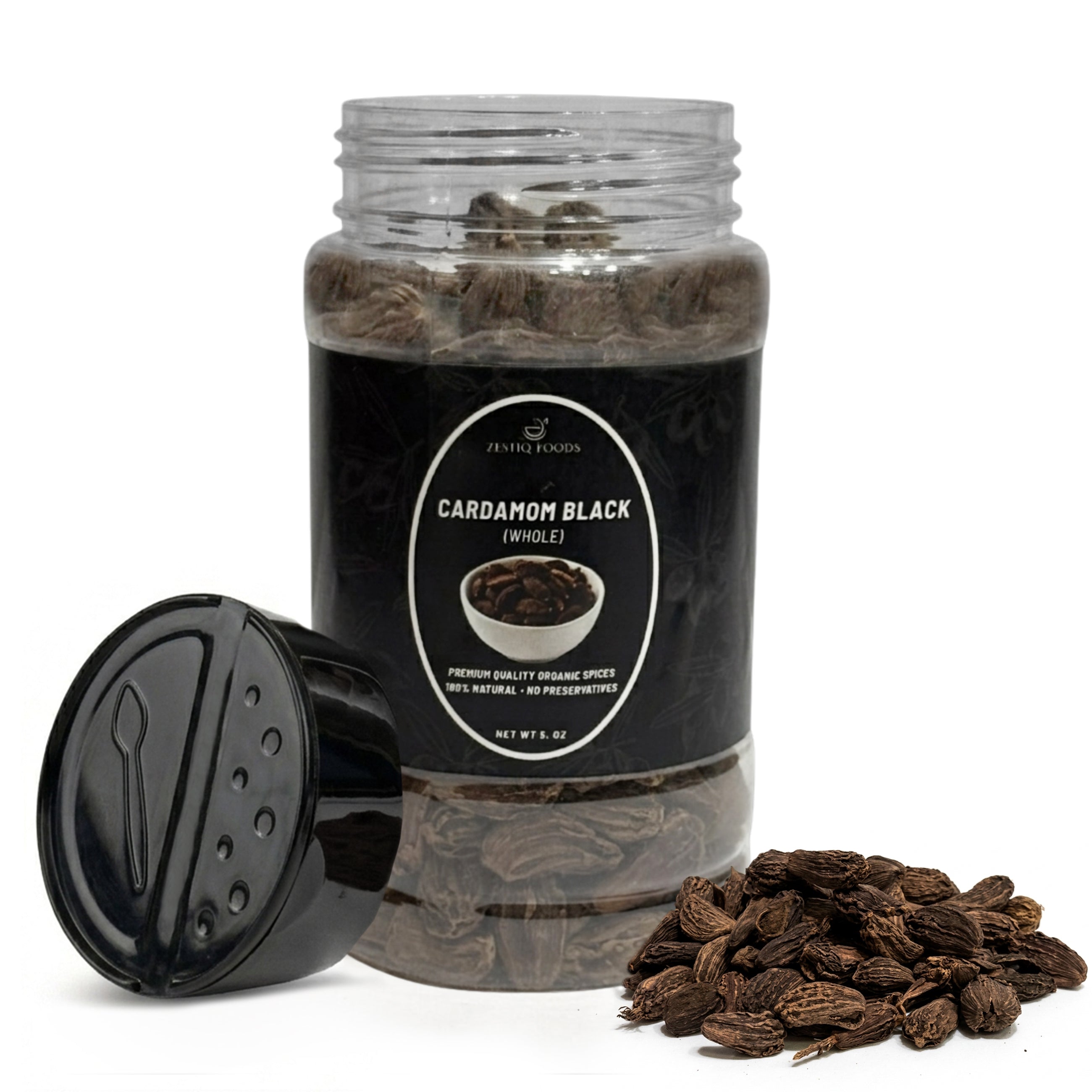 Zf Organic Cardamom Pods Black (Badi Elaichi) - 5 oz