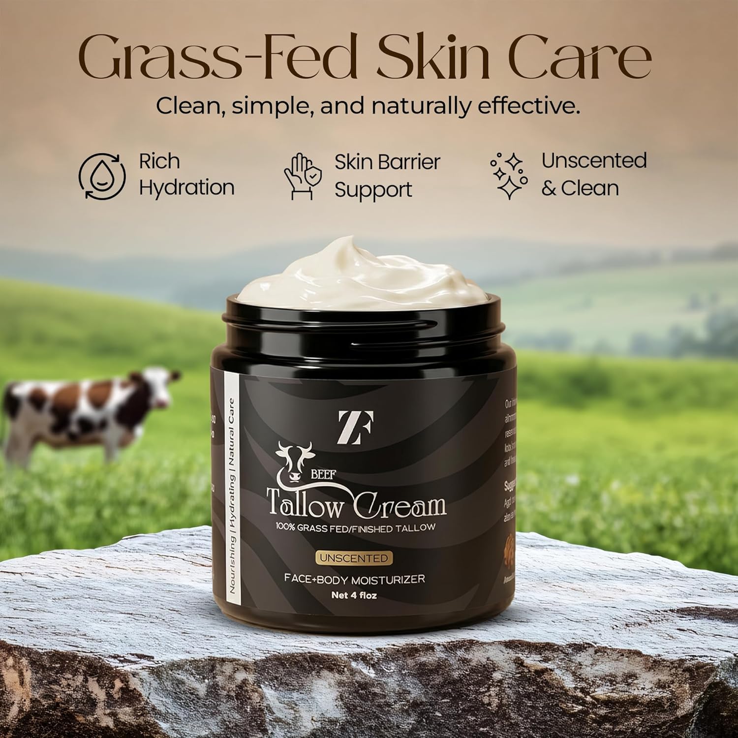 ZF GRASS-FED BEEF TALLOW WHIPPED CREAM 4 oz. UNSCENTED