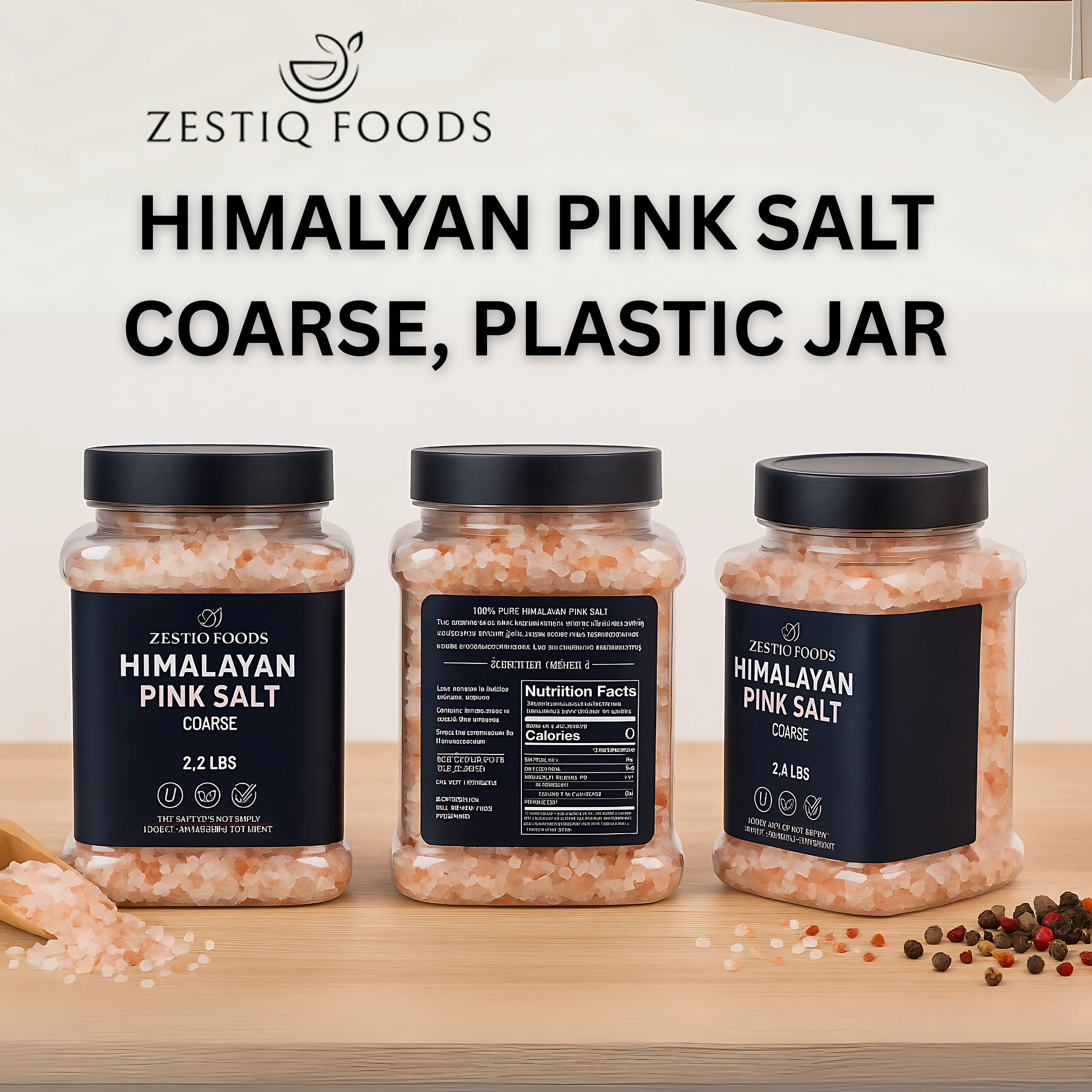 HIMALAYAN PINK SALT COARSE 2.2 lbs PLASTIC JAR