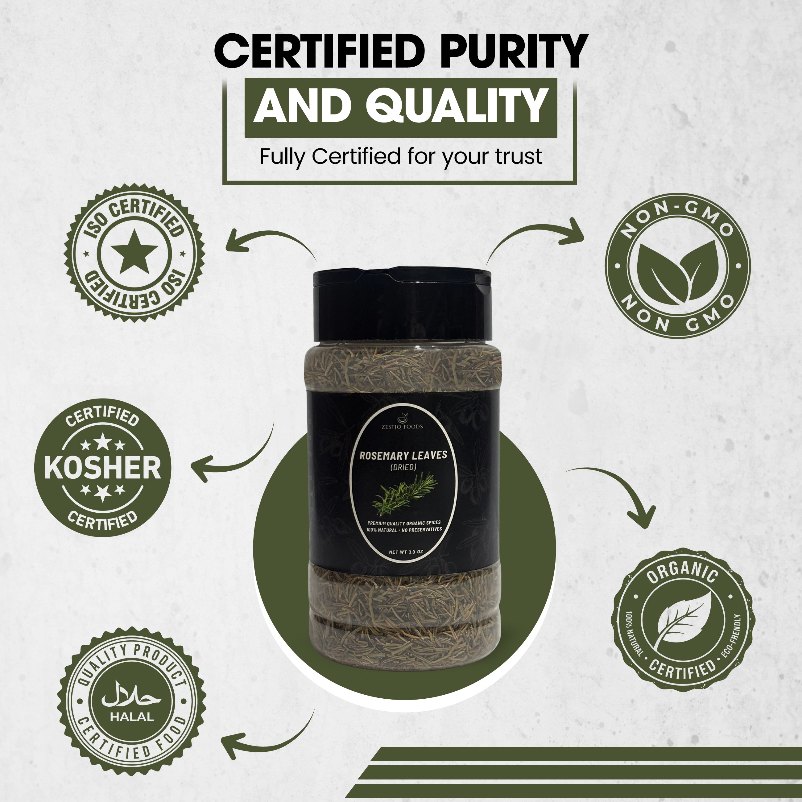 Zestiq Foods Organic Rosemary Dried Leaves 3 oz – certified organic quality dried herb