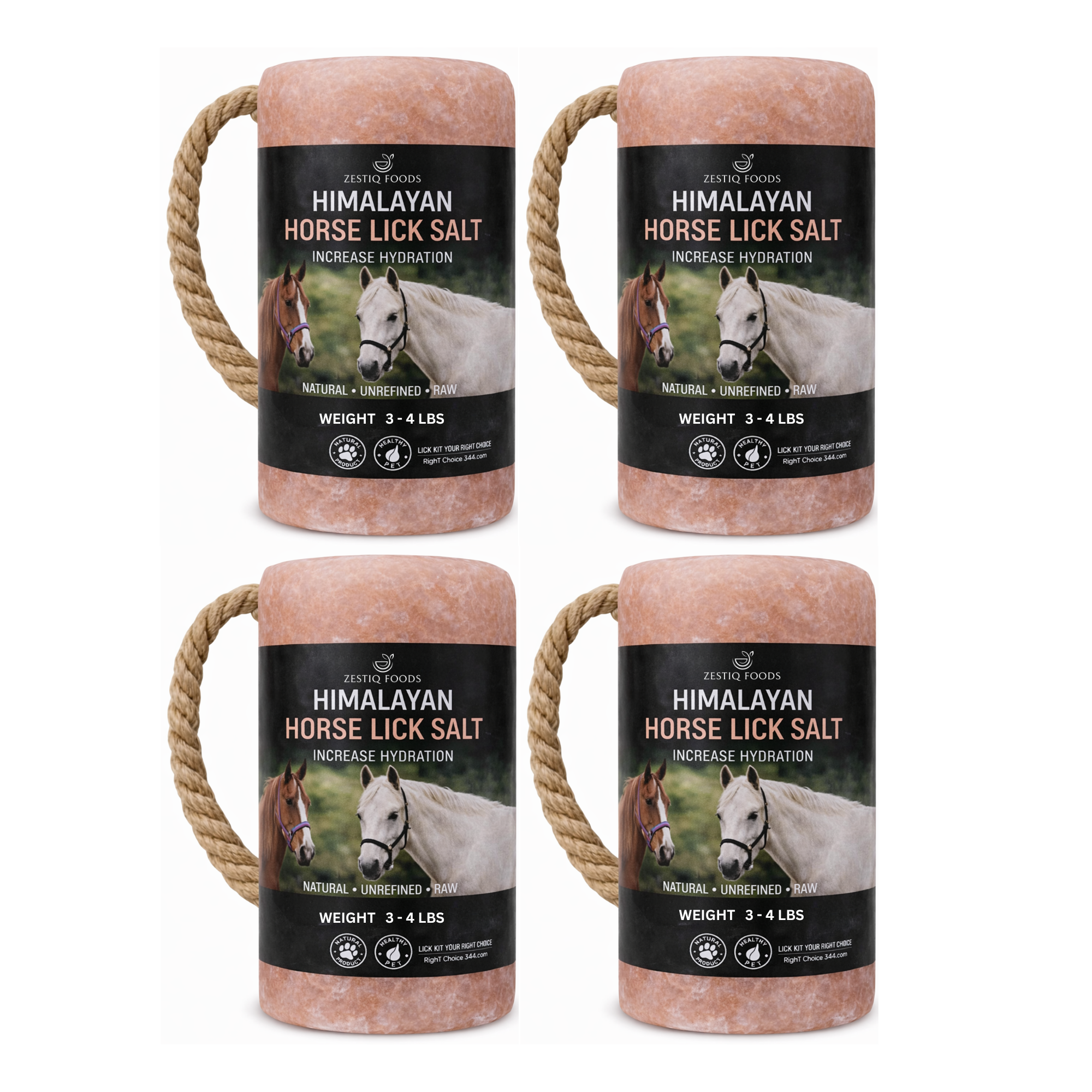 ZF HIMALAYAN PINK ROCK SALT, ANIMAL LICK SALT 3-5 LBS (4-PACK)