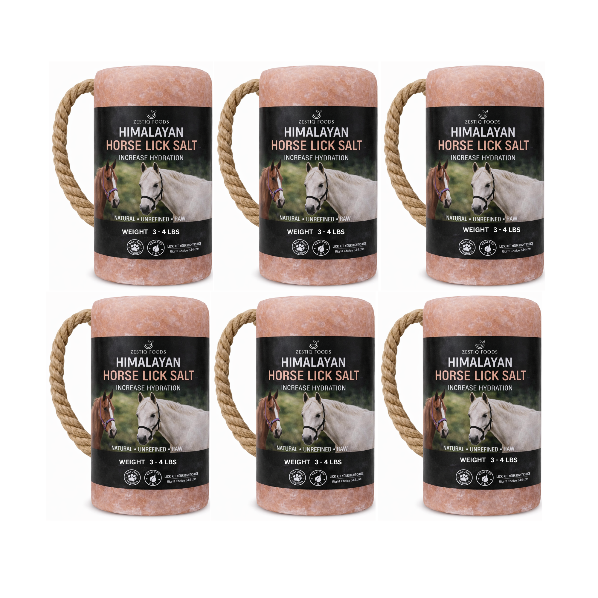ZF HIMALAYAN PINK ROCK SALT, ANIMAL LICK BLOCK 3-5 LB (6-PACK)