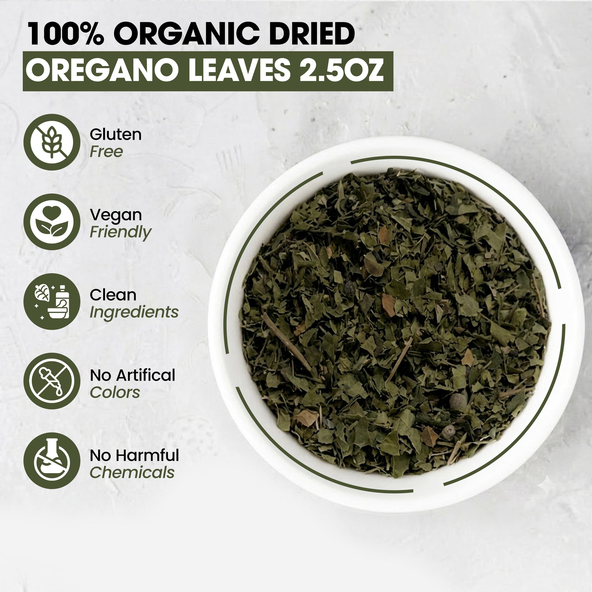Zestiq Foods 100% Organic Dried Oregano Leaves 2.5 oz with gluten-free, vegan-friendly and clean ingredient highlights
