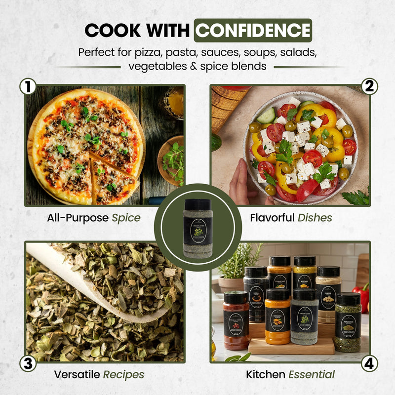 Zestiq Foods Organic Dried Oregano Leaves for pizza, pasta, sauces, soups, marinades and versatile recipes