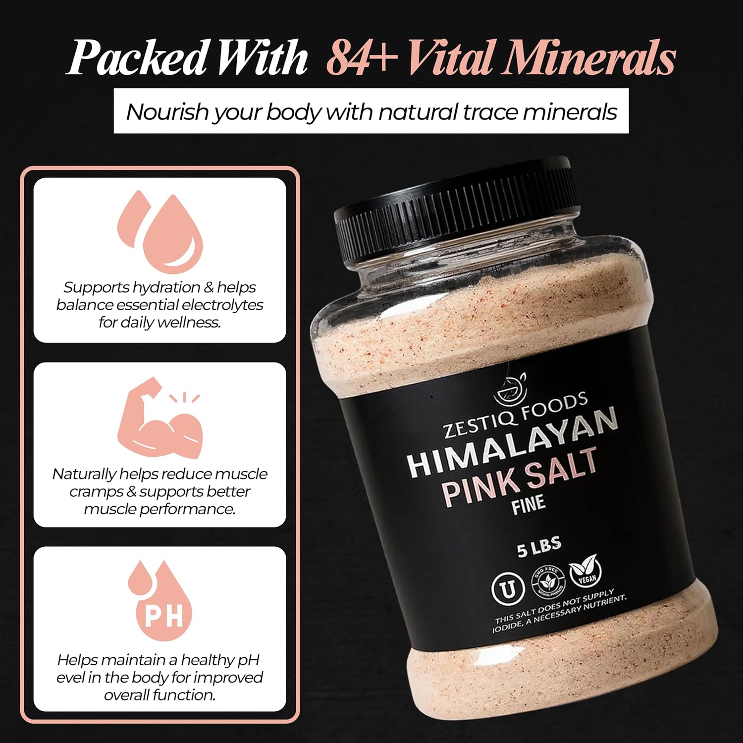 ZF HIMALAYAN PINK ROCK, FINE GRAIN SALT JAR 5-lb