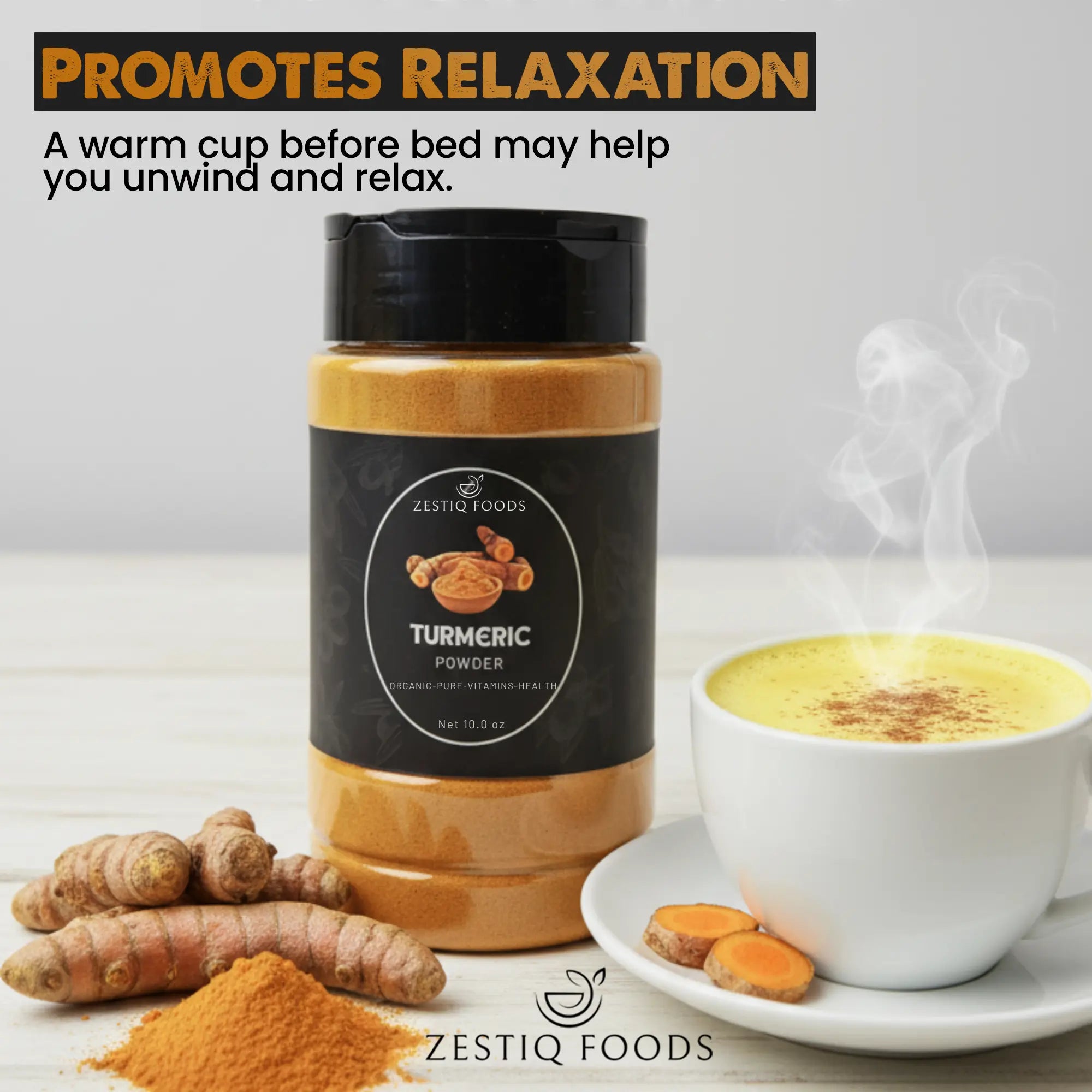 Organic turmeric powder promoting relaxation