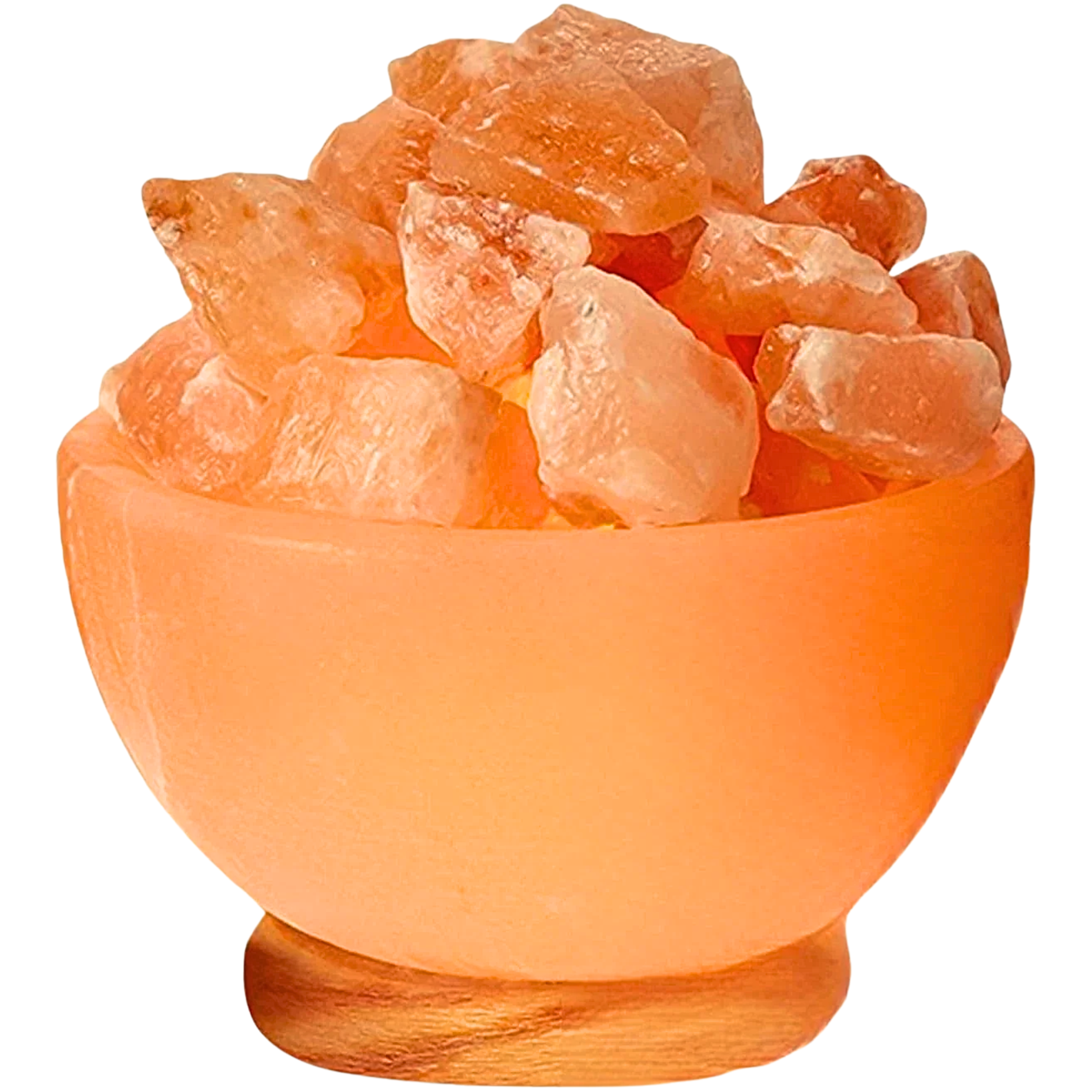 Himalayan Pink Rock Salt Fire Bowl Lamp with Natural Crystal Chunks, 5-6" H, 7–8 lb
