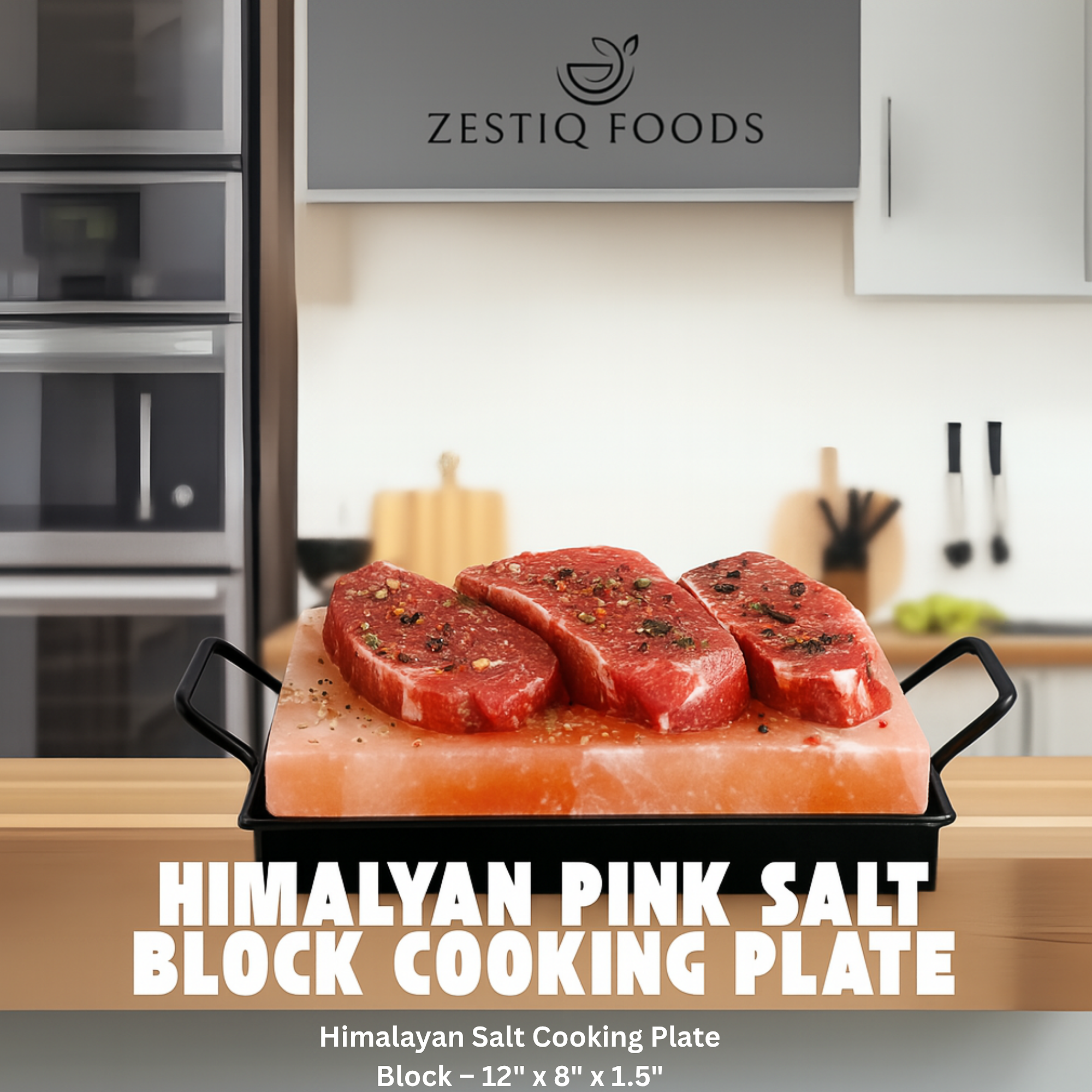 HIMALAYAN PINK SALT BLOCK COOKING PLATE W/METAL