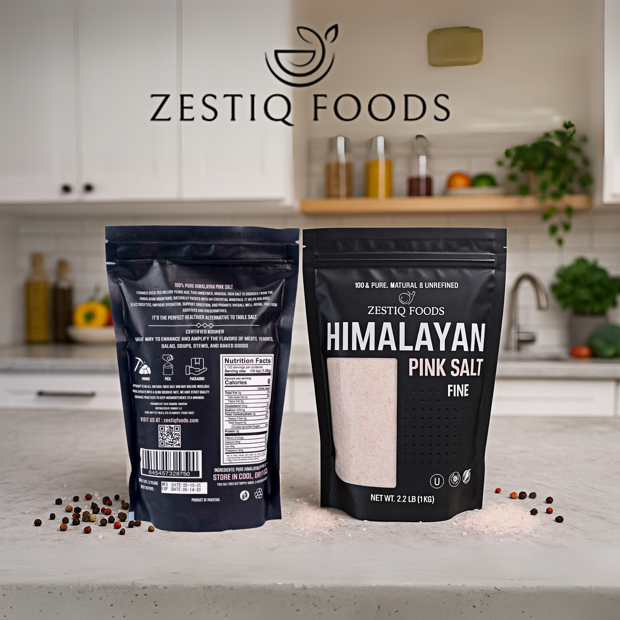 HIMALAYAN PINK SALT FINE GRAIN 2.2LBS POUCH