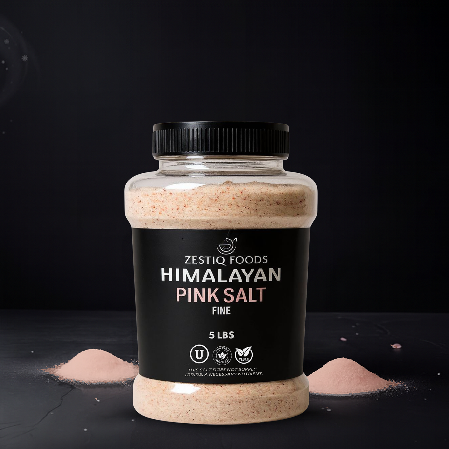 HIMALAYAN PINK SALT FINE GRAIN 5LB PLASTIC JAR | ZESTIQFOODS