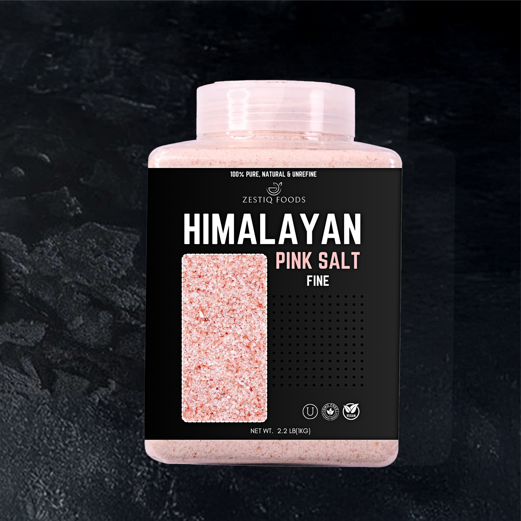 HIMALAYAN PINK SALT FINE GRAIN PLASTIC JAR
