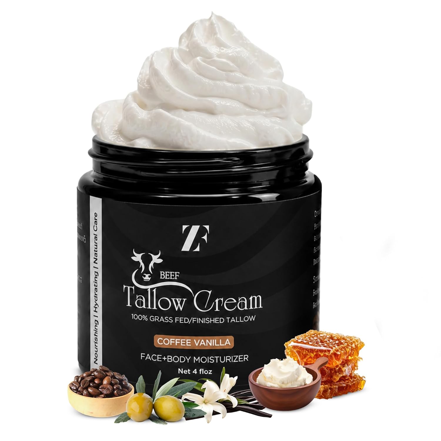 ZF GRASS-FEED BEEF TALLOW WHIPPED CREAM, 4 oz COFFEE VANILLA