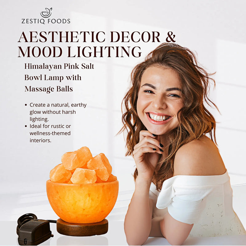PINK SALT BOWL LAMP WITH MASSAGE BALLS
