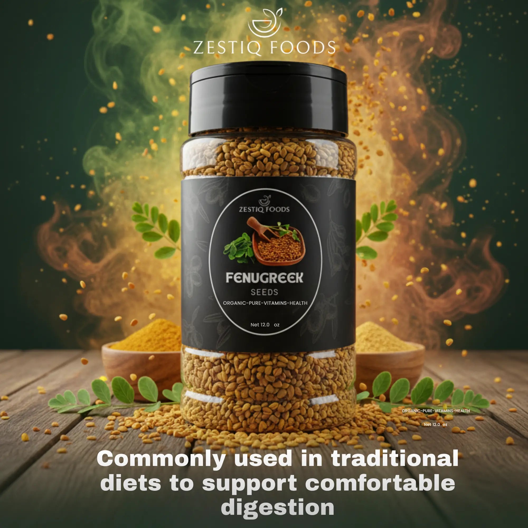 Zestiq Foods Fenugreek Seeds Organic pack. find fenugreek seeds for sale and learn the advantages of fenugreek seeds for hair