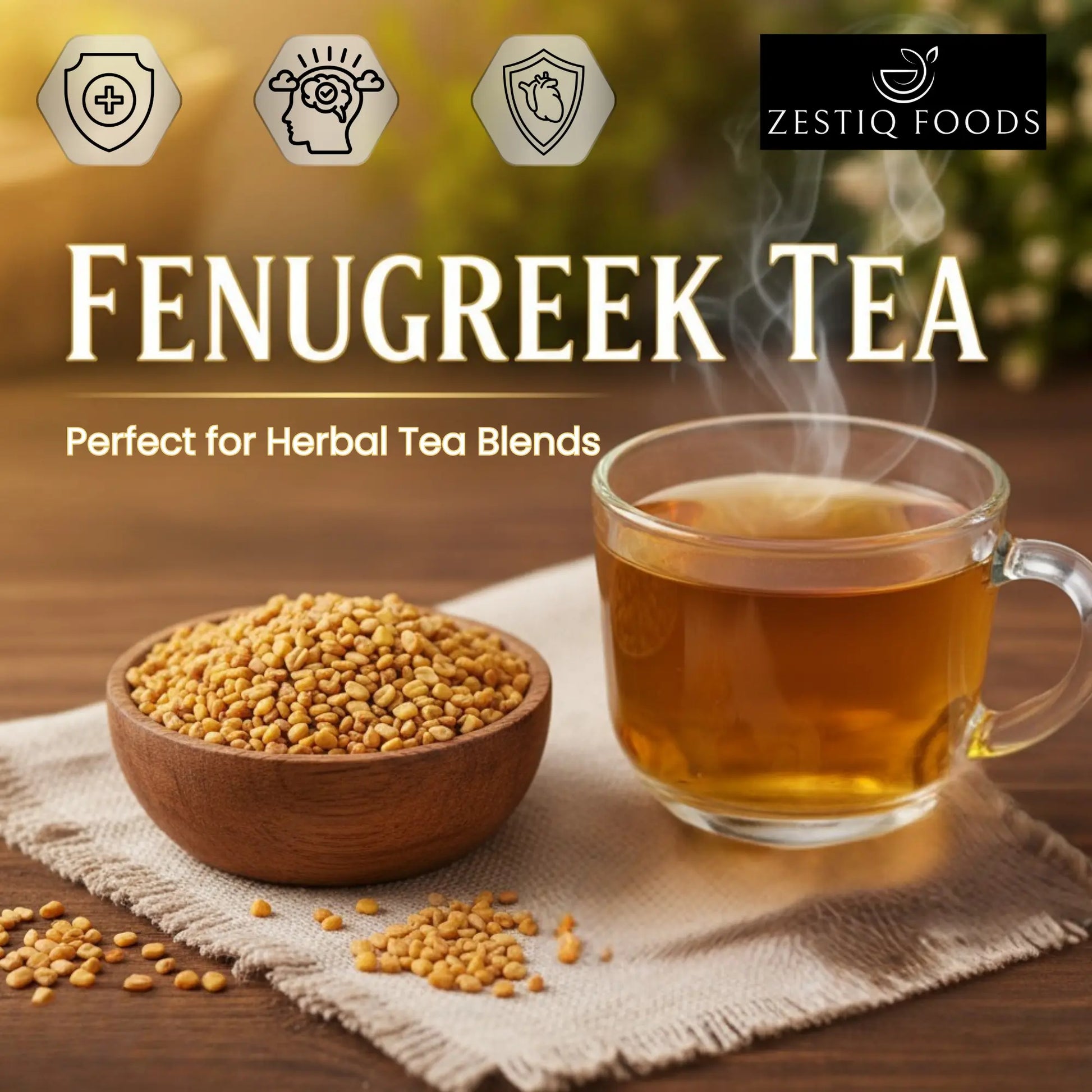 Zestiq Foods Fenugreek Seeds Organic pack. find fenugreek seeds for sale and learn the advantages of fenugreek seeds for hair