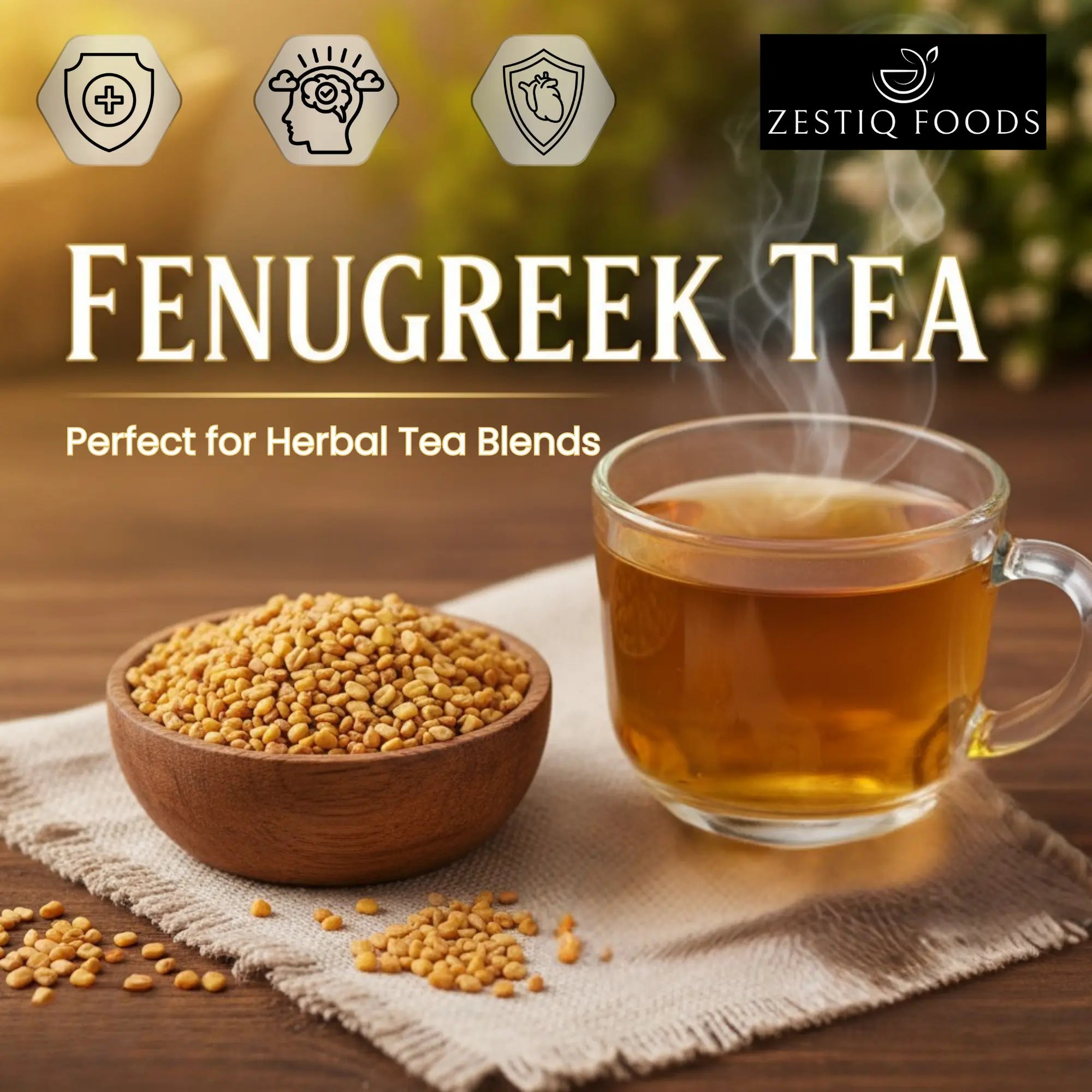 Zestiq Foods Fenugreek Seeds Organic pack. find fenugreek seeds for sale and learn the advantages of fenugreek seeds for hair