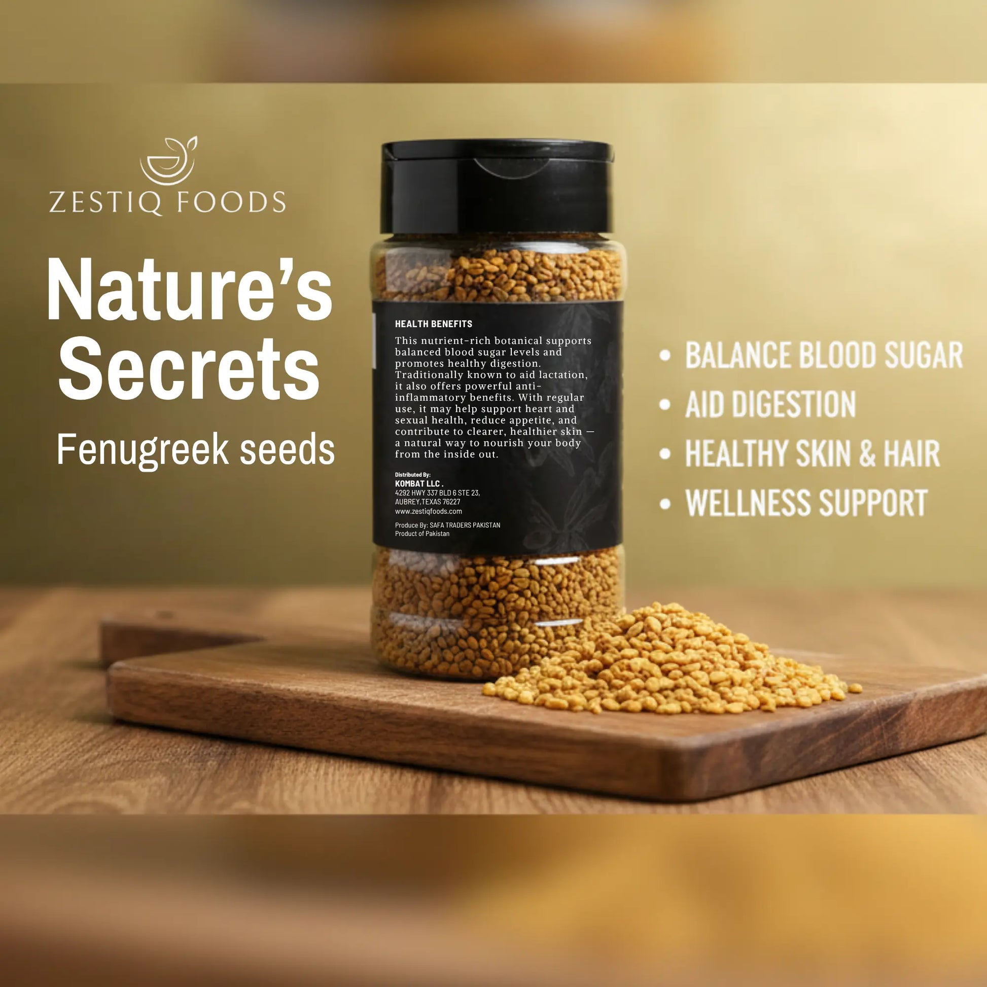 Zestiq Foods Fenugreek Seeds Organic pack. find fenugreek seeds for sale and learn the advantages of fenugreek seeds for hair
