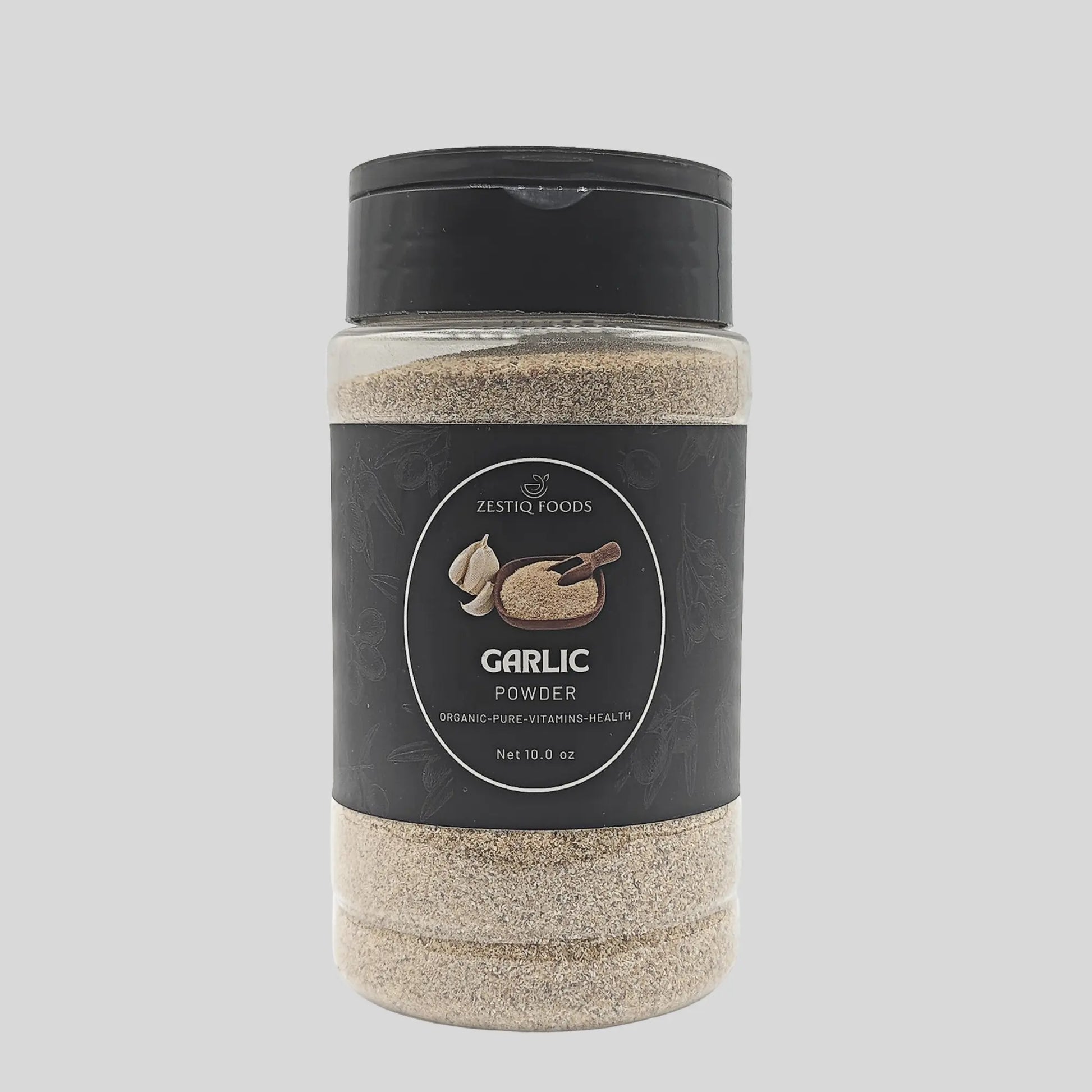 Zestiq Foods Organic Garlic Powder in jar - pure gluten free garlic seasoning for cooking in USA
