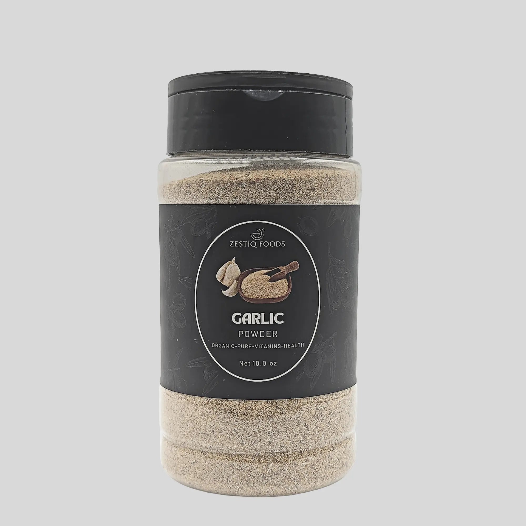 Zestiq Foods Organic Garlic Powder in jar - pure gluten free garlic seasoning for cooking in USA

