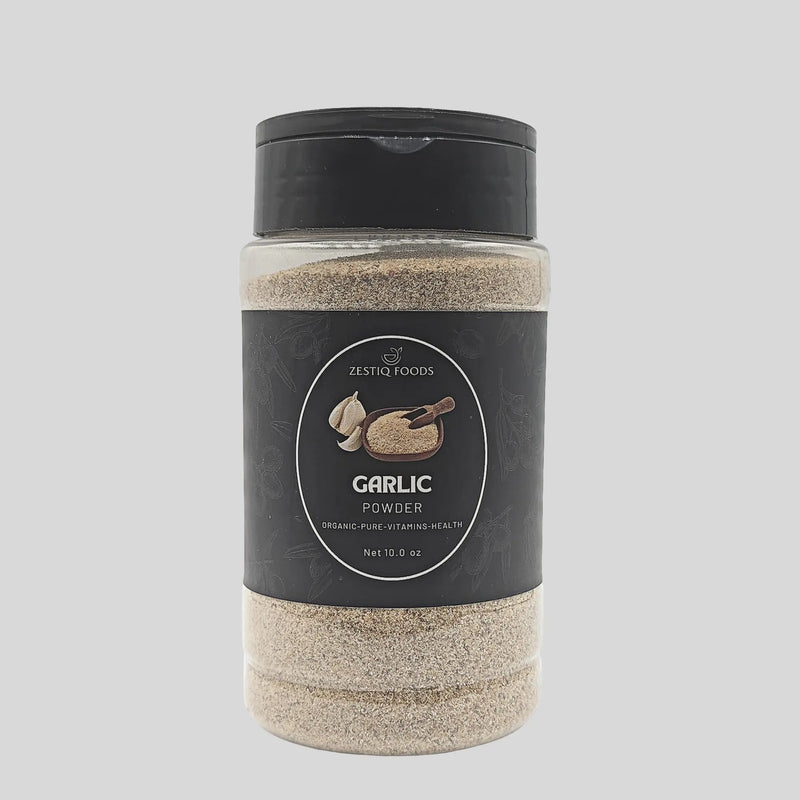Zestiq Foods Organic Garlic Powder in jar - pure gluten free garlic seasoning for cooking in USA
