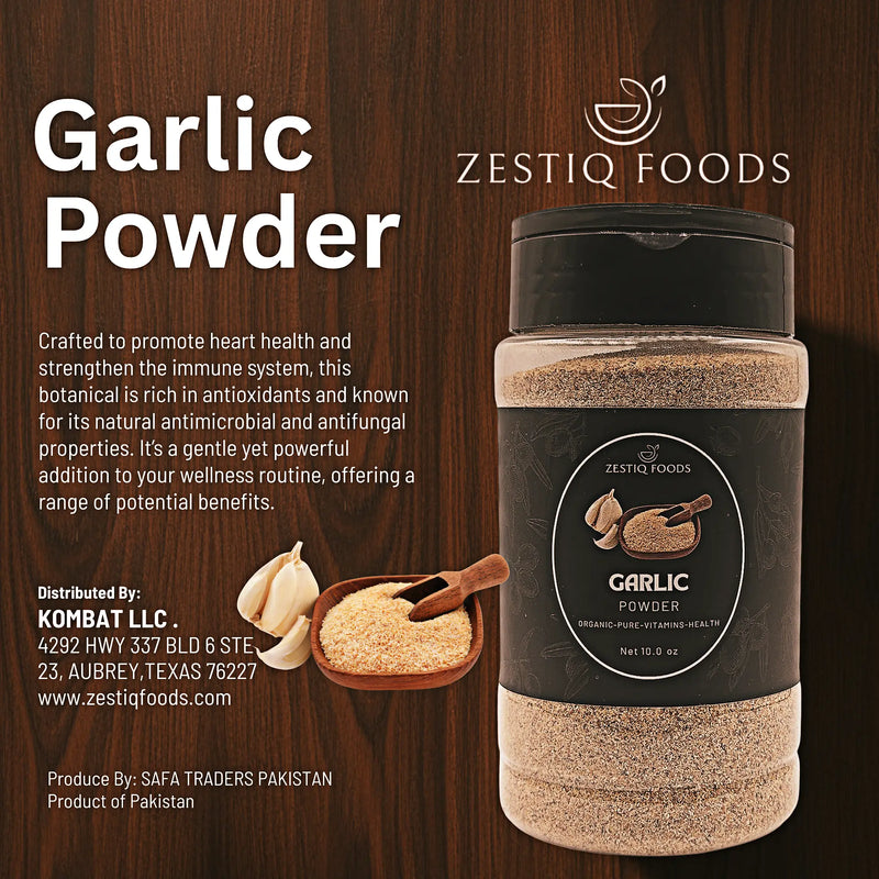 Zestiq Foods Organic Garlic Powder in jar - pure gluten free garlic seasoning for cooking in USA

