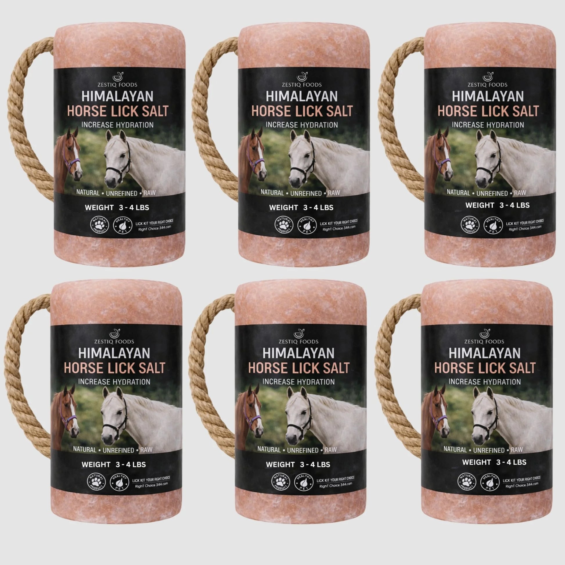 ZF HIMALAYAN PINK ROCK SALT, ANIMAL LICK BLOCK 3-5 LB (6-PACK)