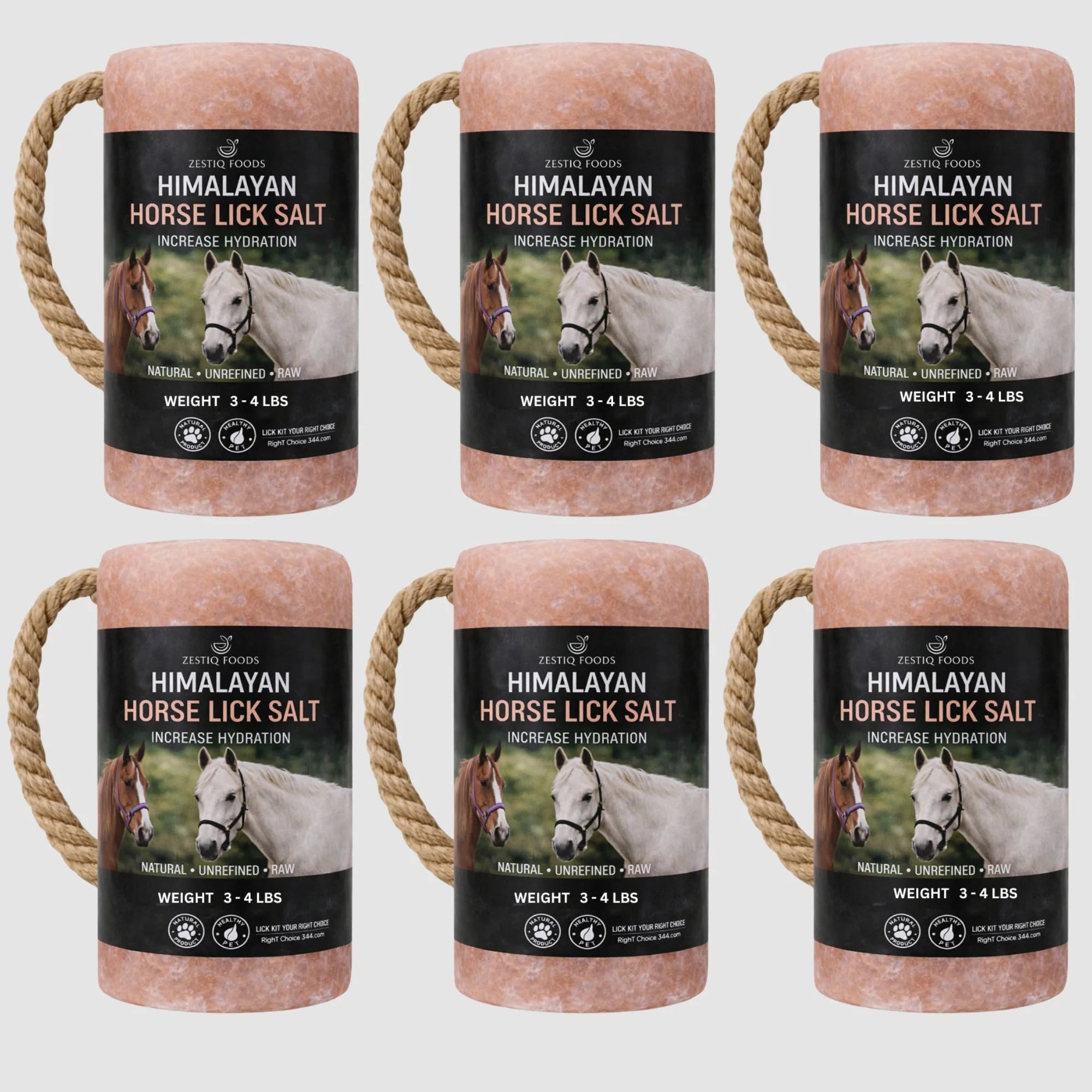 ZF HIMALAYAN PINK ROCK SALT, ANIMAL LICK BLOCK 3-5 LB (6-PACK)