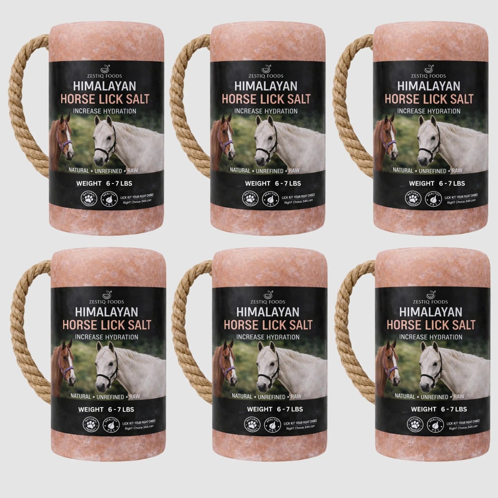 ZF HIMALAYAN PINK ROCK SALT, ANIMAL LICK BLOCK 6-7 LB (6-PACK)