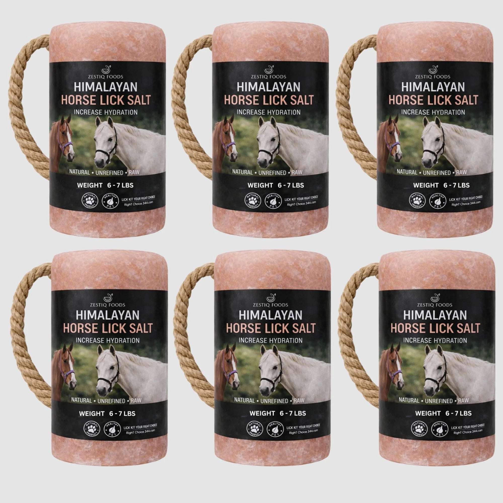 ZF HIMALAYAN PINK ROCK SALT, ANIMAL LICK BLOCK 6-7 LB (6-PACK)