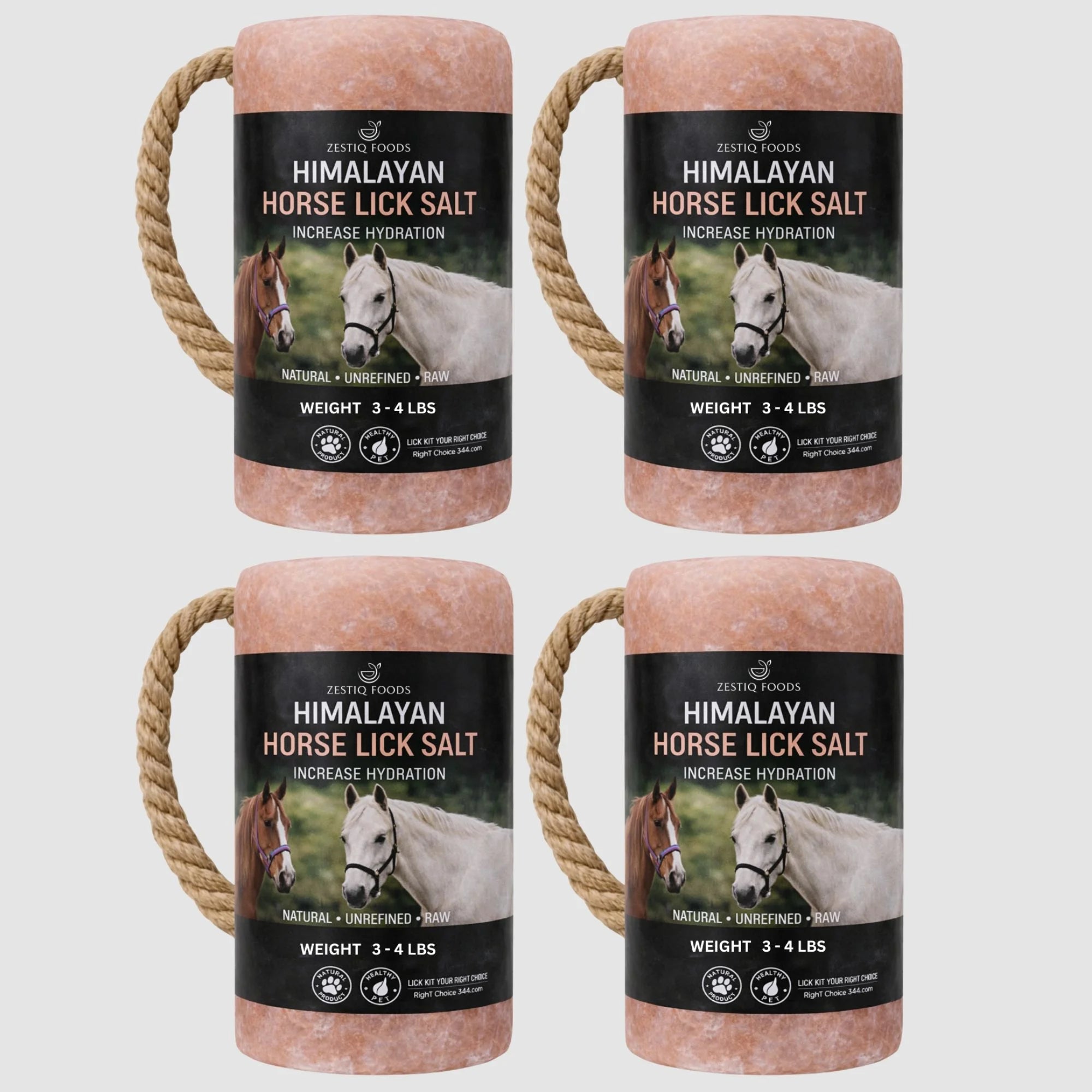 ZF HIMALAYAN PINK ROCK SALT, ANIMAL LICK SALT 3-5 LBS (4-PACK)