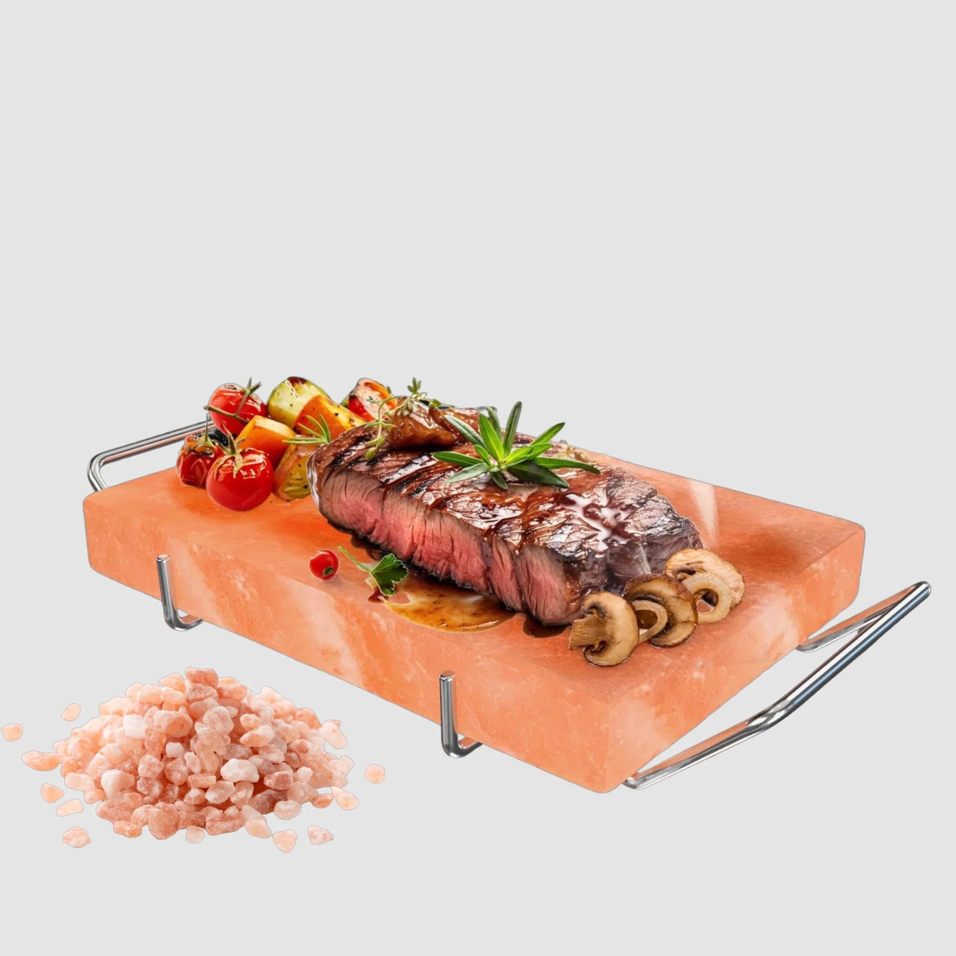 ZF HIMALAYAN PINK ROCK SALT, COOKING BLOCK W/METAL TRAY 12x8x1.5