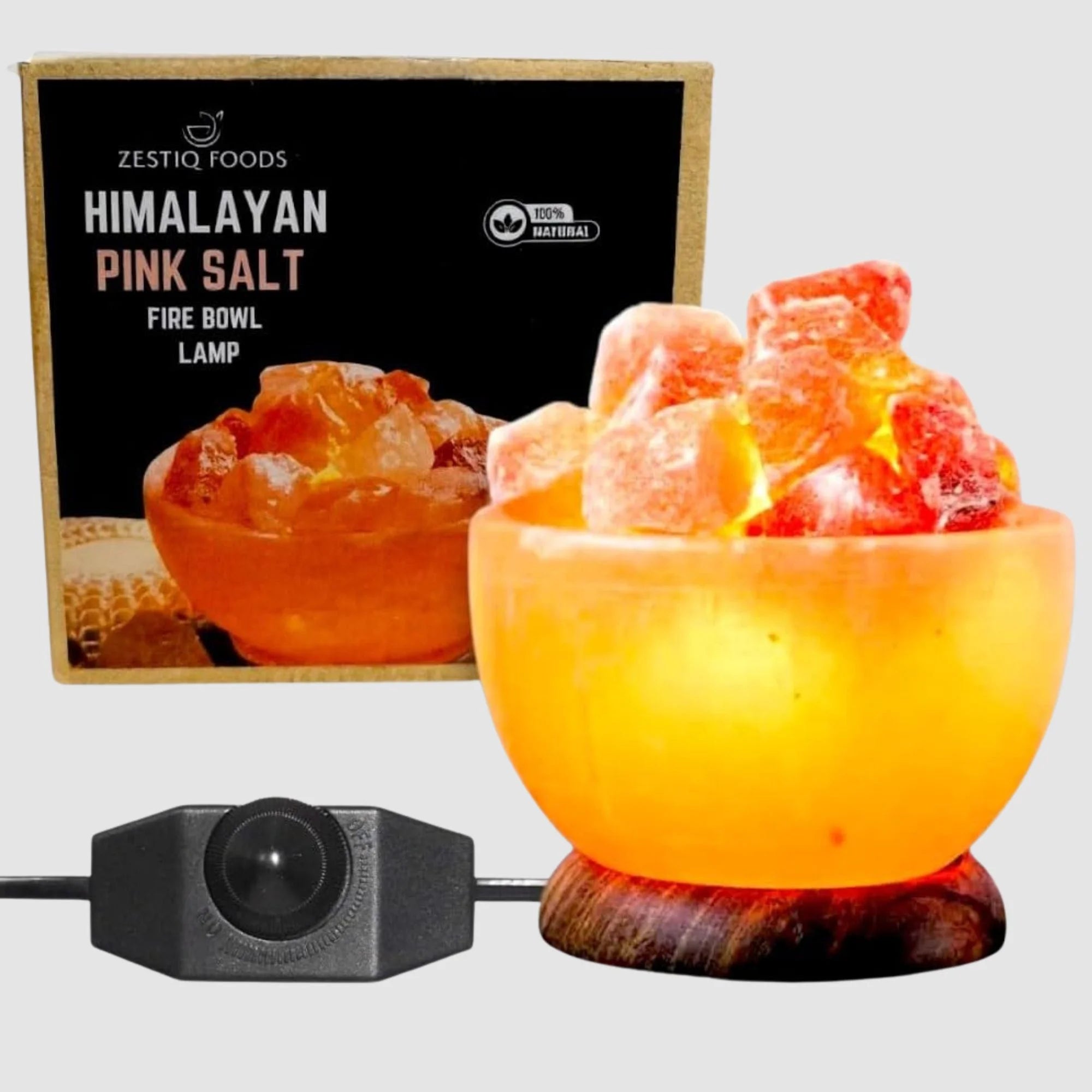 ZF HIMALAYAN PINK ROCK SALT LAMP, NATURAL CRYSTAL CHUNKS STONE FIRE BOWL (5-6" H, 7-8 lb)