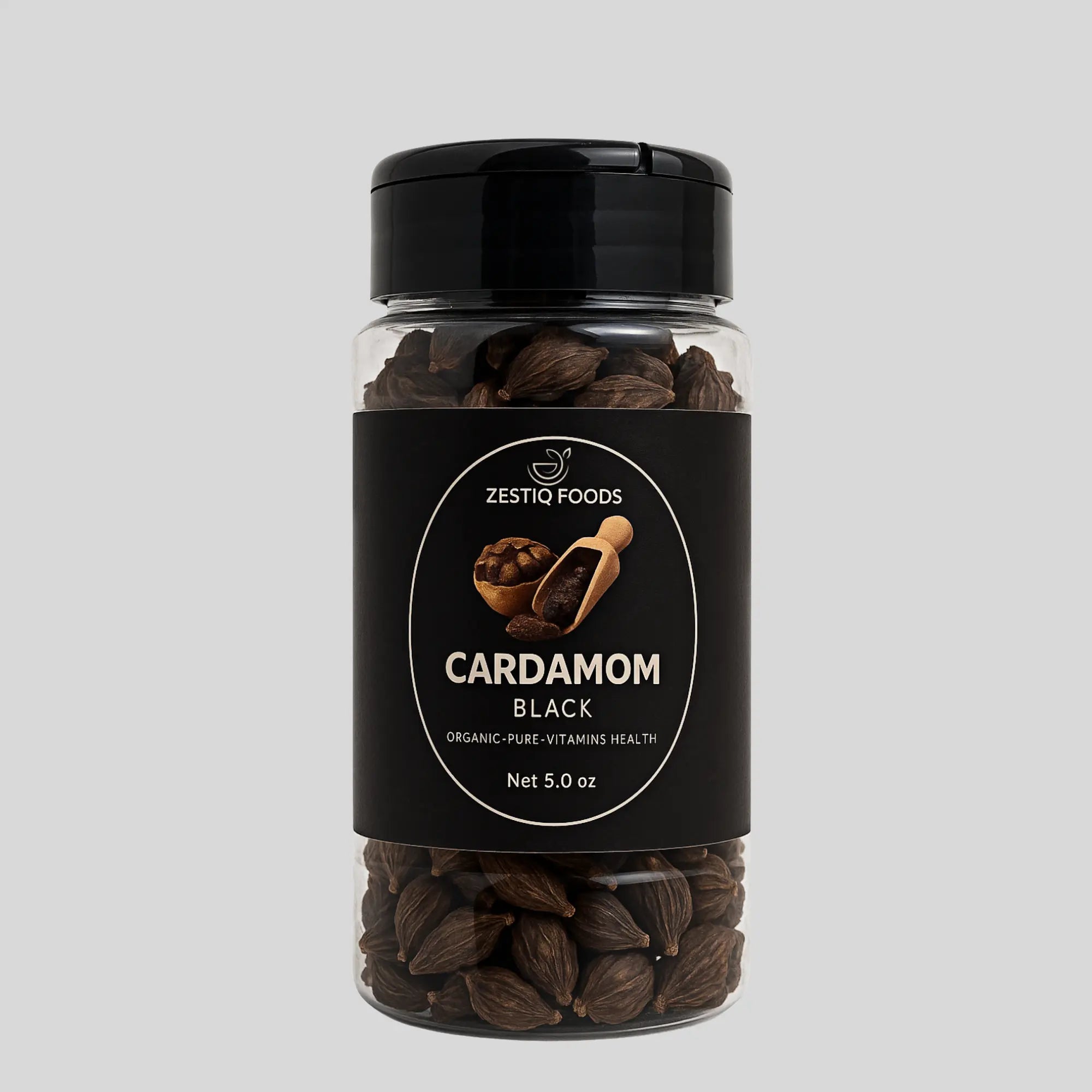 Whole Black Cardamom Pods by Zestiq Foods - Fresh, Aromatic, and Premium Quality Spice
