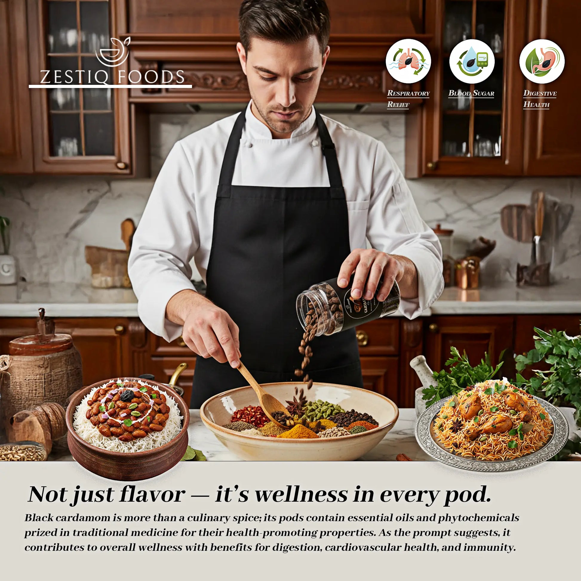 Whole Black Cardamom Pods by Zestiq Foods - Fresh, Aromatic, and Premium Quality Spice
