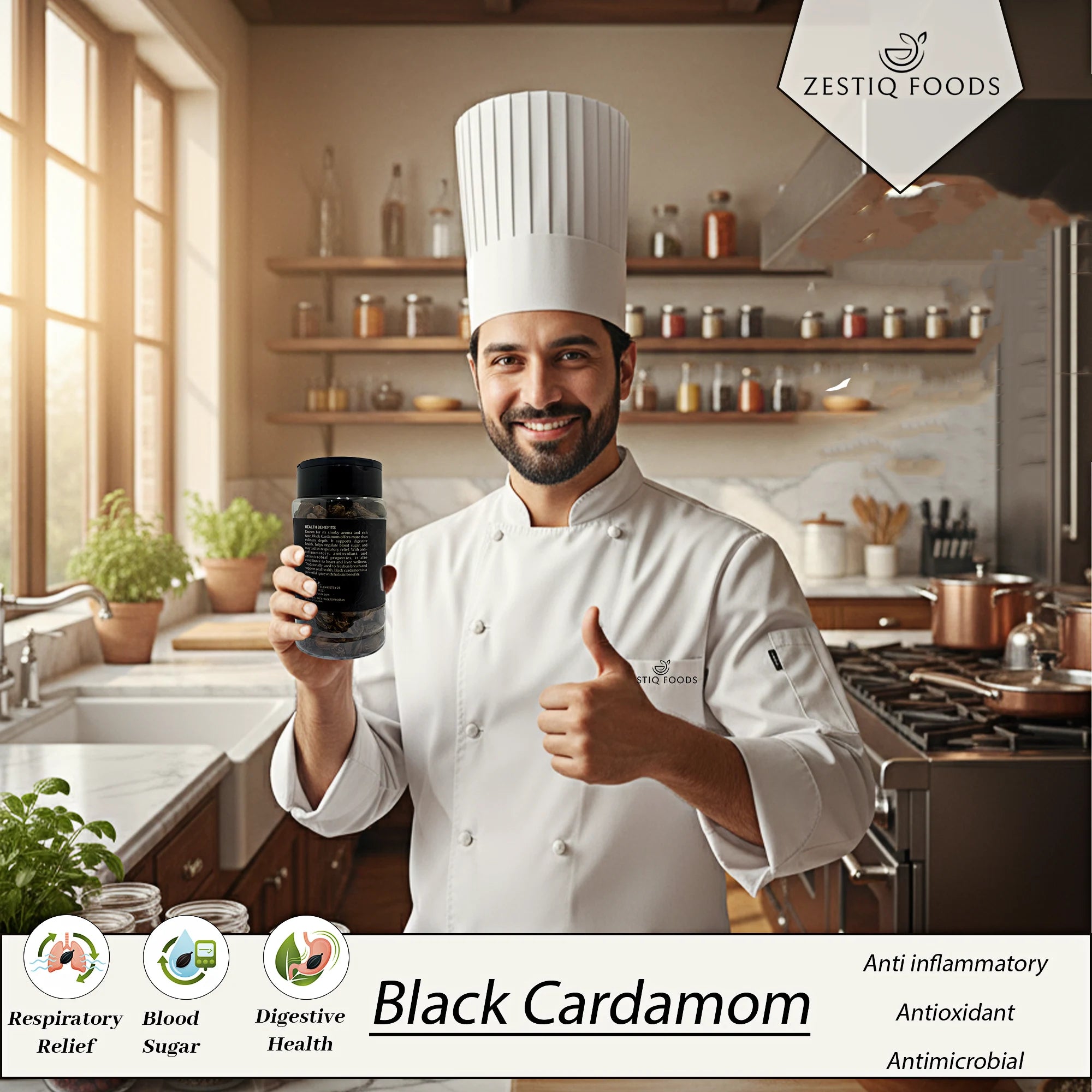 Whole Black Cardamom Pods by Zestiq Foods - Fresh, Aromatic, and Premium Quality Spice
