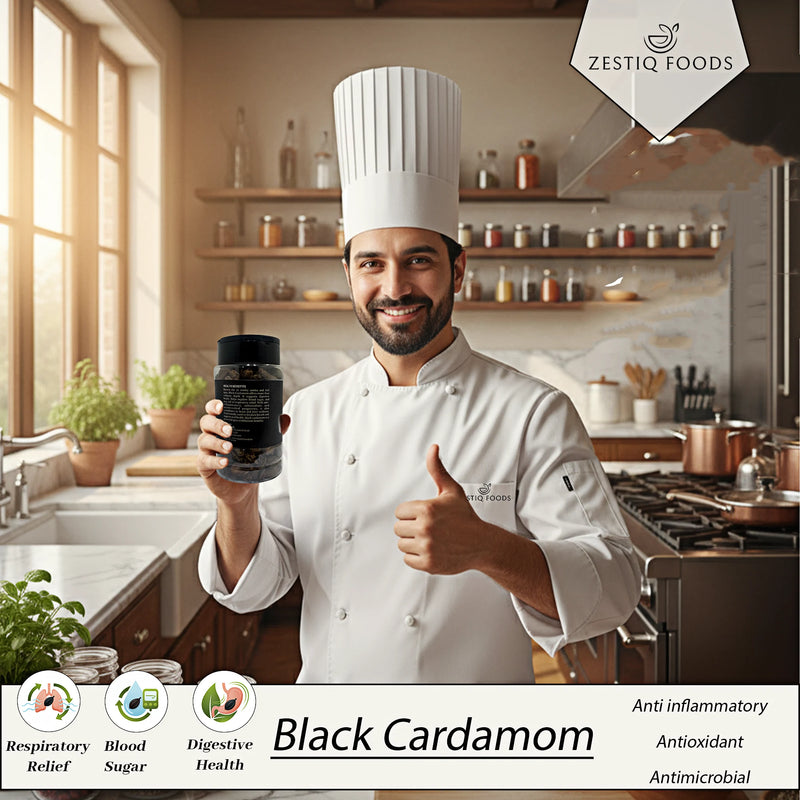 Whole Black Cardamom Pods by Zestiq Foods - Fresh, Aromatic, and Premium Quality Spice
