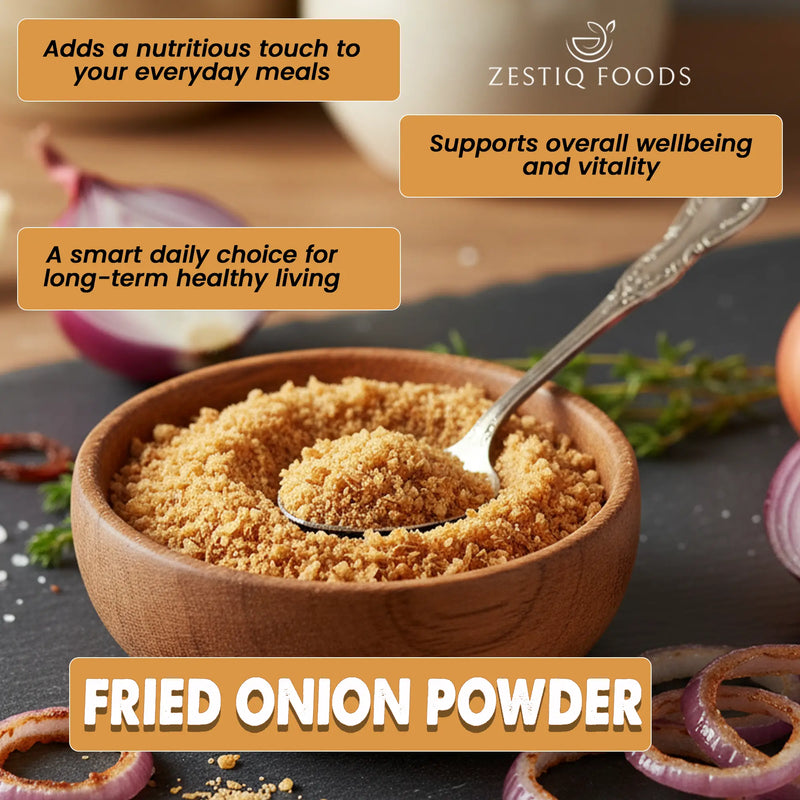 Zestiq Foods fried onion powder for cooking and seasoning
