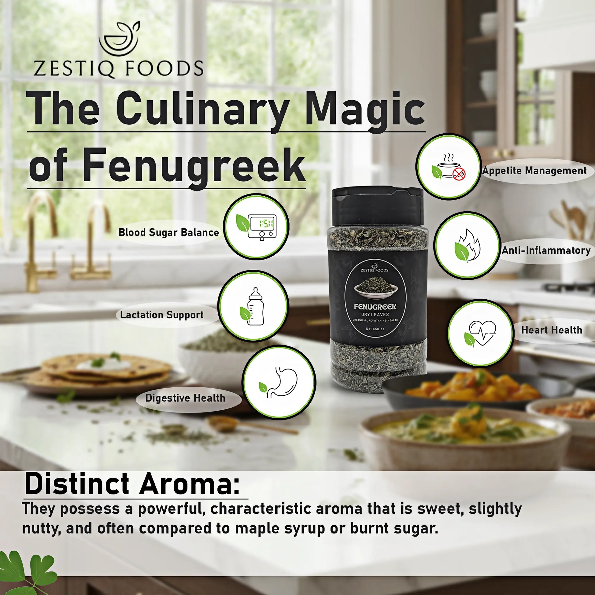 Dry Fenugreek Leaves by Zestiq Foods - Premium Kasuri Methi  for spice blends
