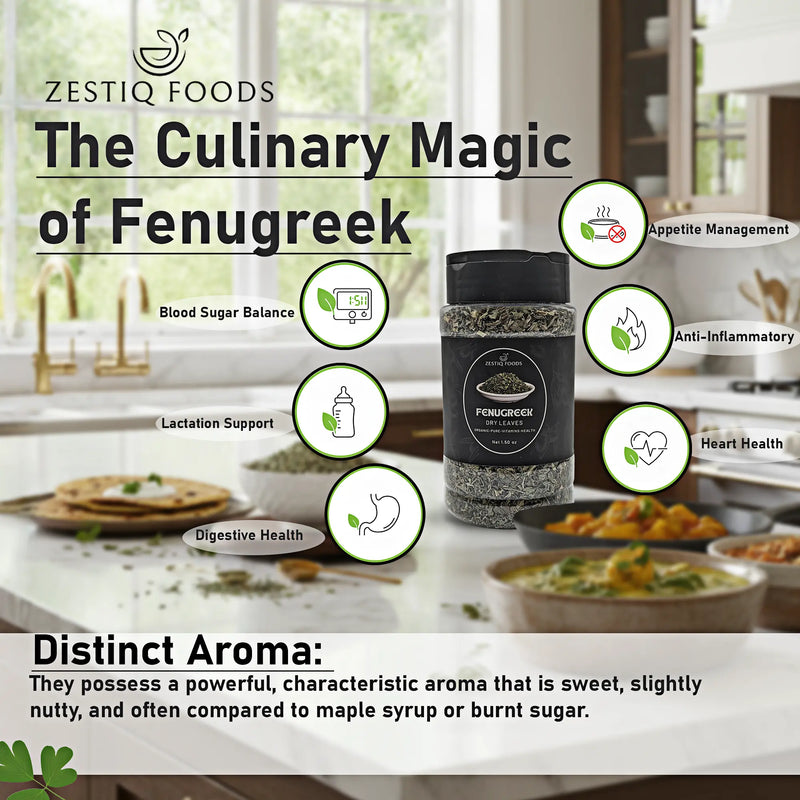 Dry Fenugreek Leaves by Zestiq Foods - Premium Kasuri Methi  for spice blends
