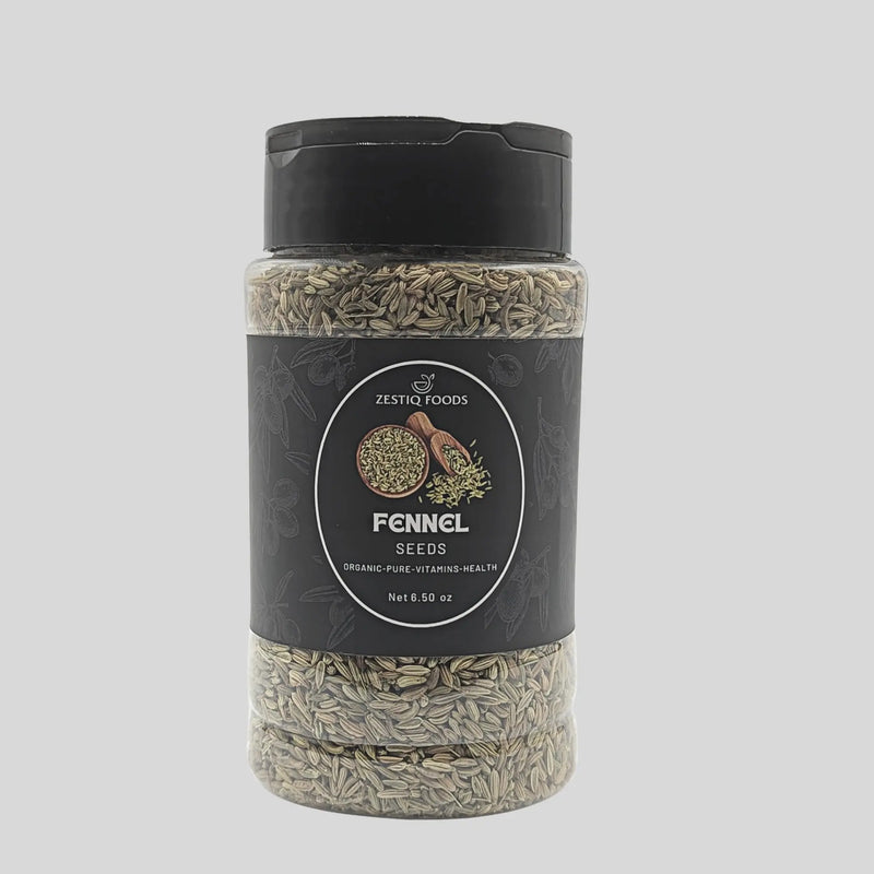 Zestiq Foods Organic Fennel Seeds in jar - whole saunf spice for cooking and teas
