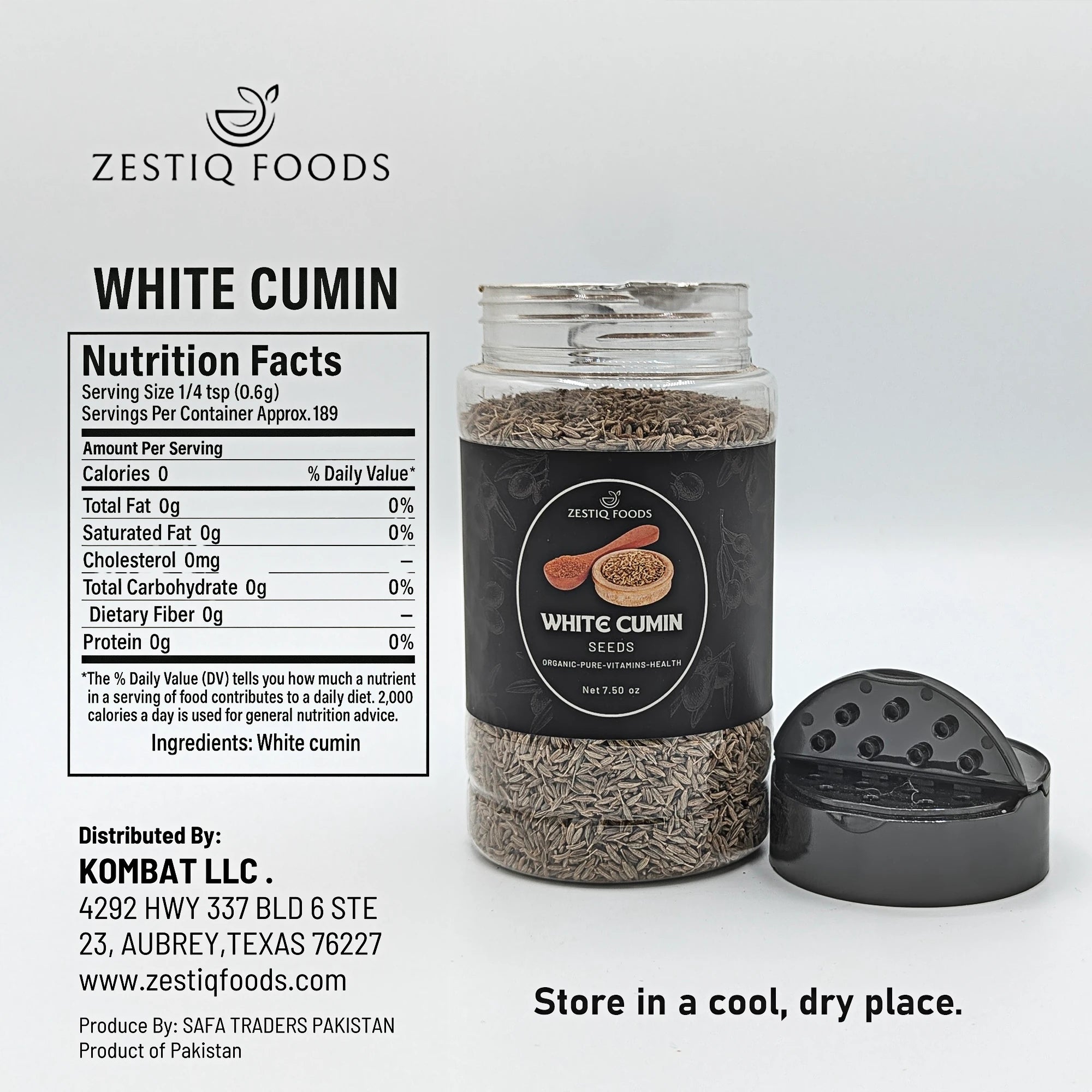 Zestiq Foods white cumin seeds spice for cooking and seasoning
