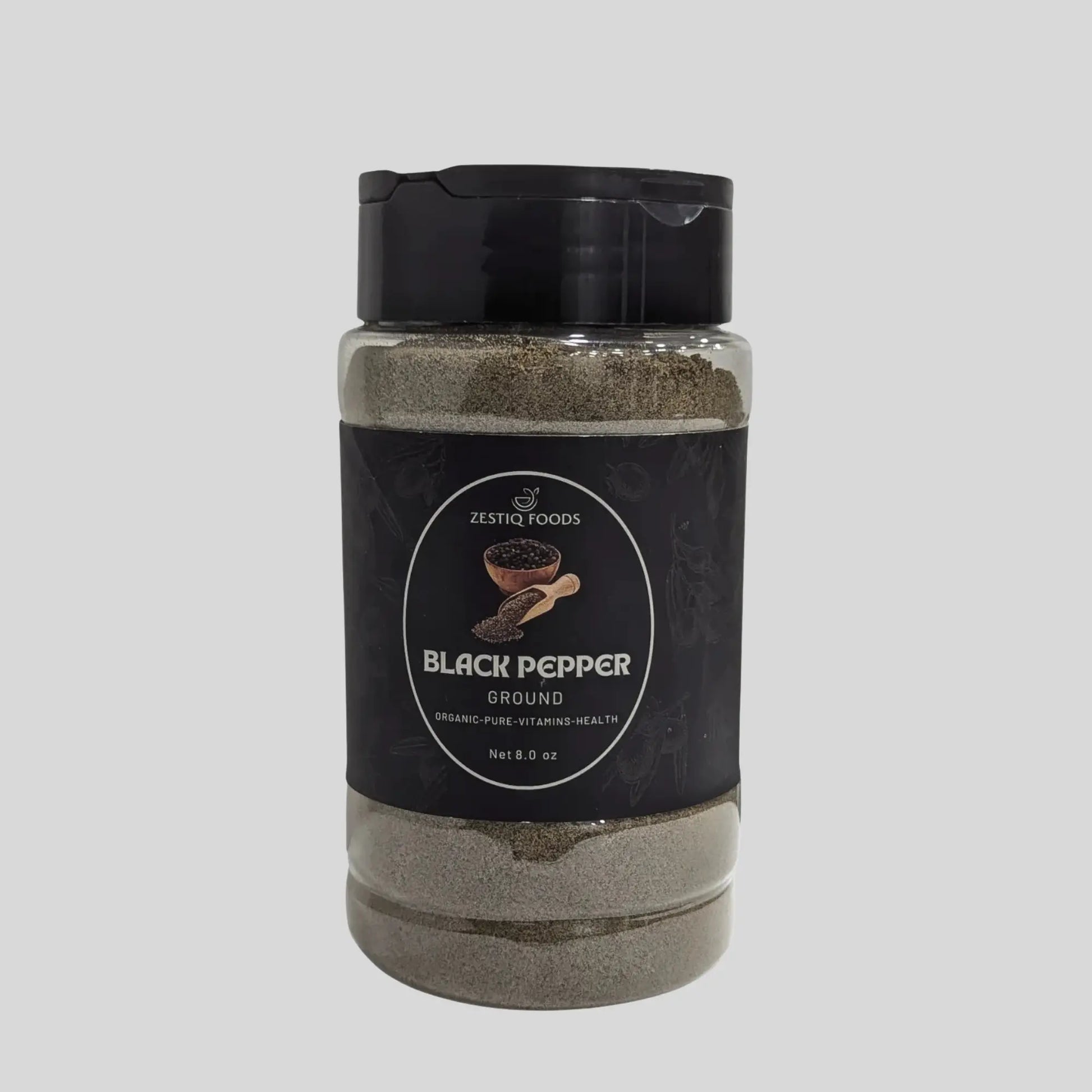 Zeestiq Foods Ground Black Pepper – Freshly Crushed, Aromatic, and Pure Spice Jar
