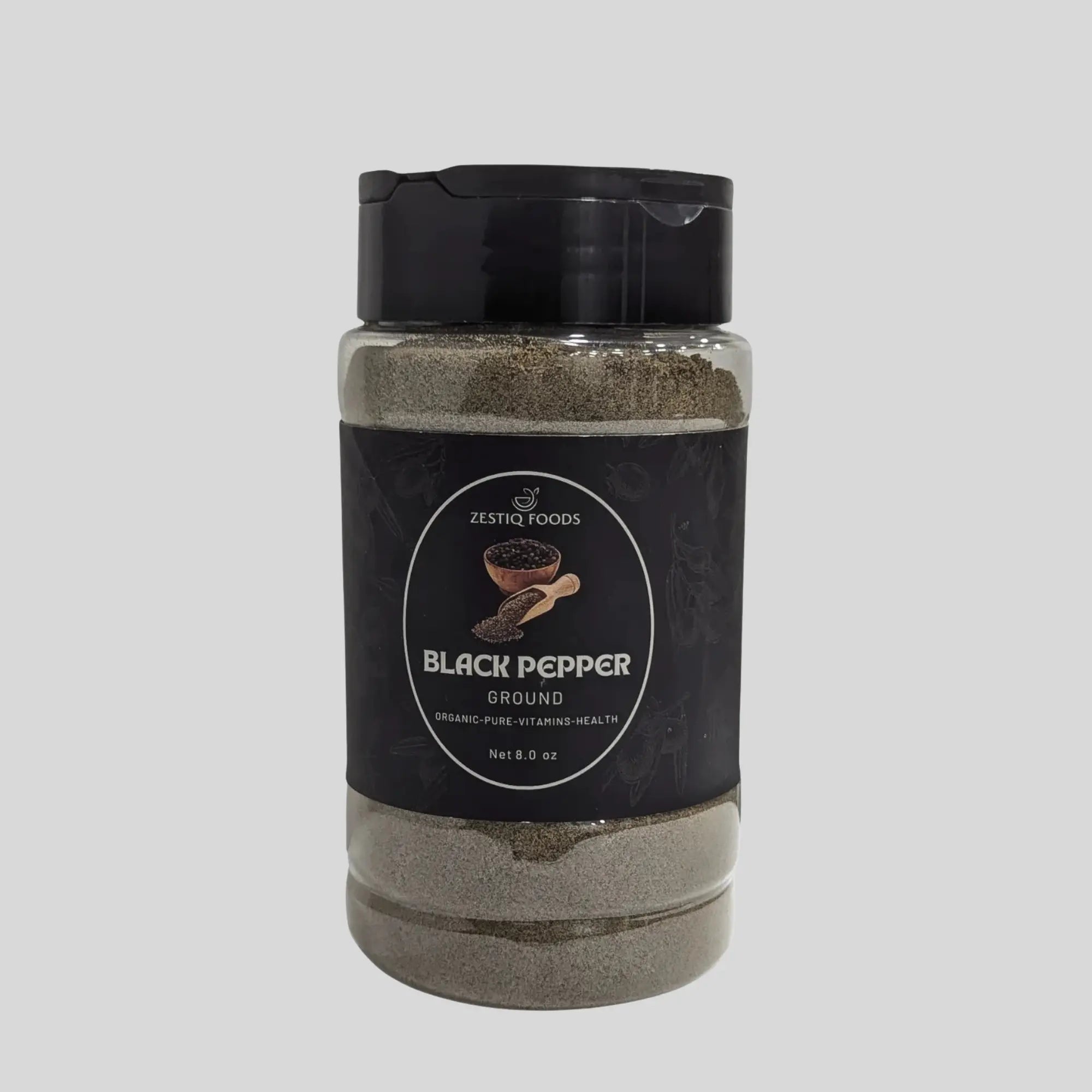 Zeestiq Foods Ground Black Pepper – Freshly Crushed, Aromatic, and Pure Spice Jar
