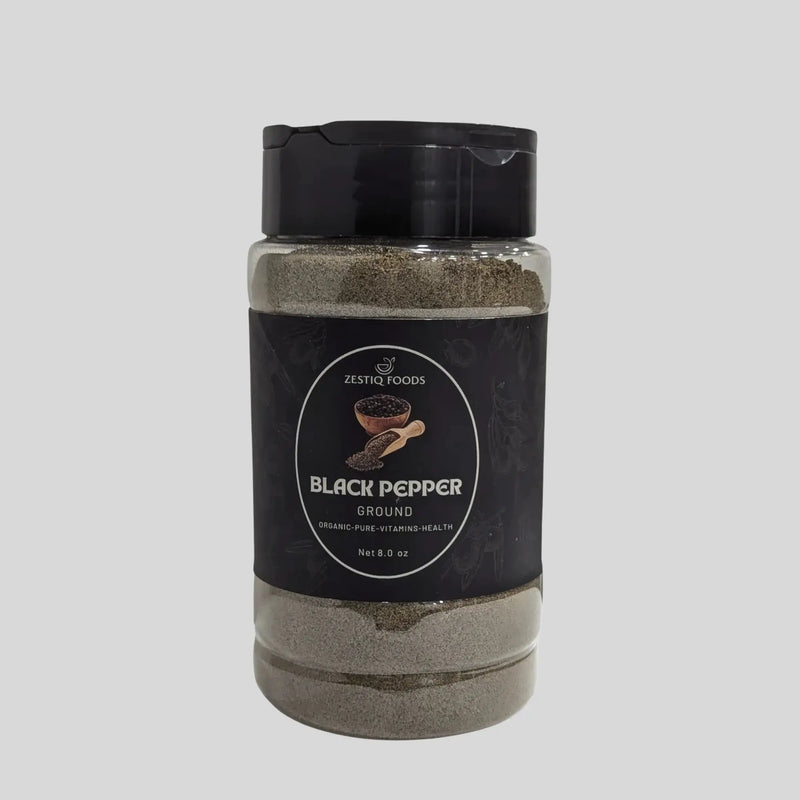 Zeestiq Foods Ground Black Pepper – Freshly Crushed, Aromatic, and Pure Spice Jar

