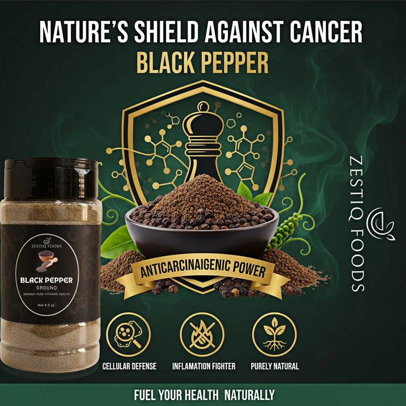 Zeestiq Foods Ground Black Pepper – Freshly Crushed, Aromatic, and Pure Spice Jar
