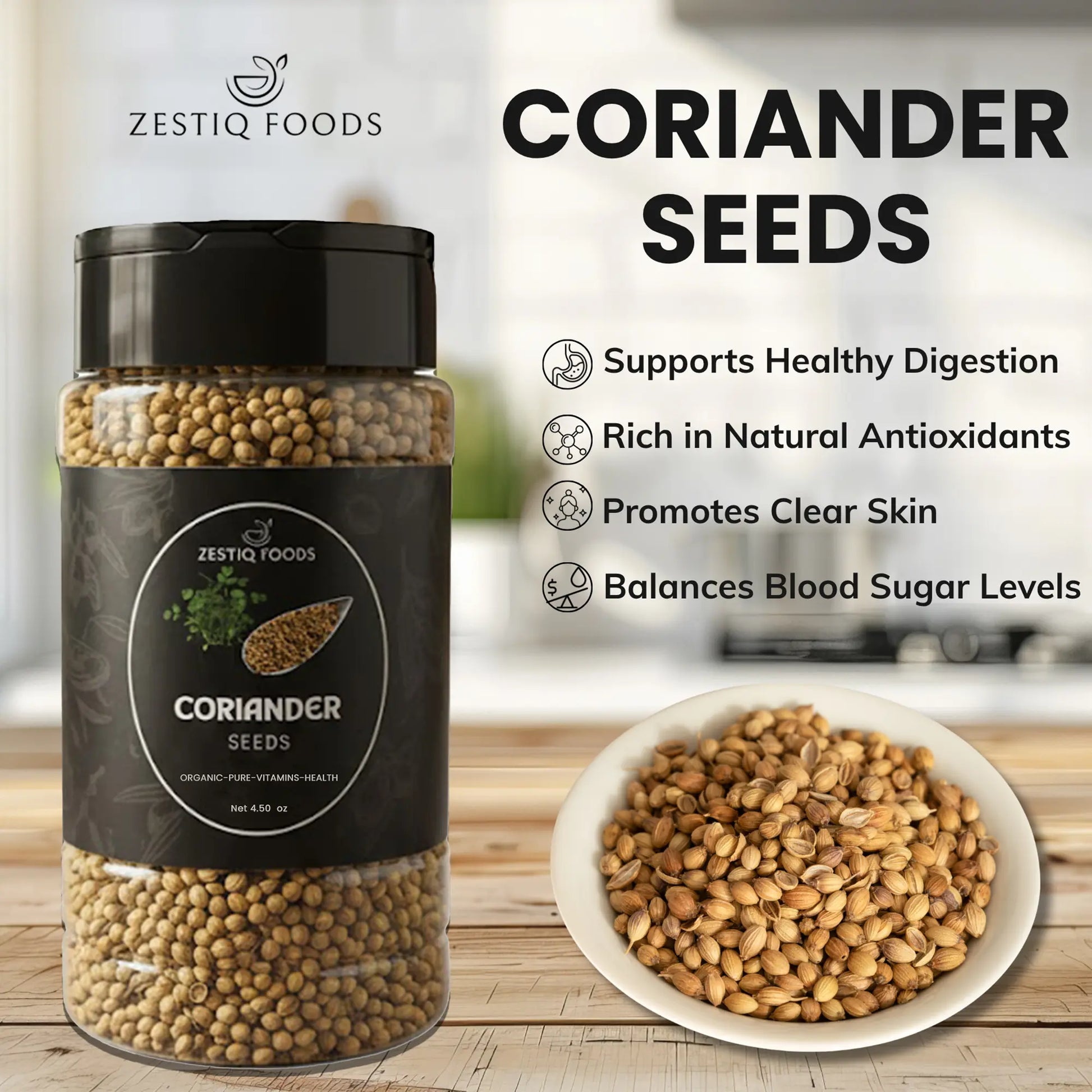 Zestiq Foods Premium Coriander Seeds – 100% Natural and Aromatic Spice