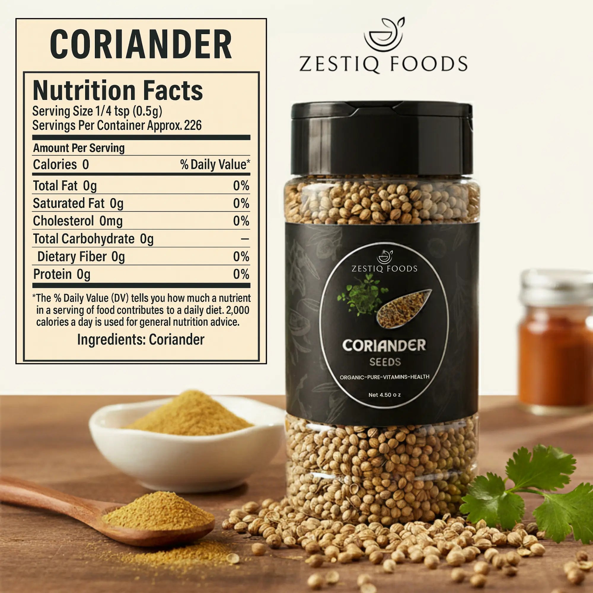 Zestiq Foods Premium Coriander Seeds – 100% Natural and Aromatic Spice
